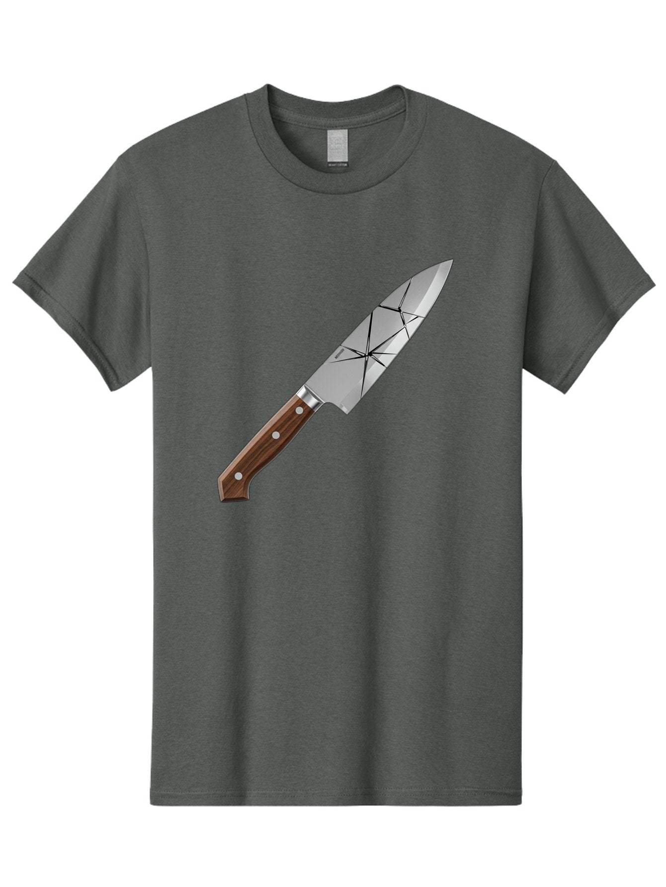 Chef-Knife-1 Men'S Graphic Tee, 100% Cotton, Comfortable Casual Summer Wear, Machine Washable, Sharp Knife, Kitchen Knife, Chef'S Knife, Stainless Steel, Wooden Handle, Silver Rivets, Geometric Pattern, Modern Design, Cutting Tool, Bac834 8