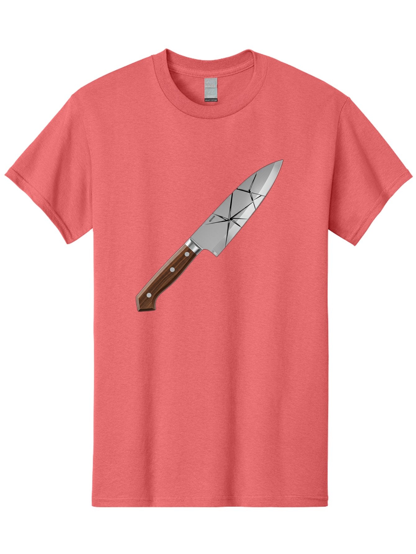 Chef-Knife-1 Men'S Graphic Tee, 100% Cotton, Comfortable Casual Summer Wear, Machine Washable, Sharp Knife, Kitchen Knife, Chef'S Knife, Stainless Steel, Wooden Handle, Silver Rivets, Geometric Pattern, Modern Design, Cutting Tool, Bac834 6