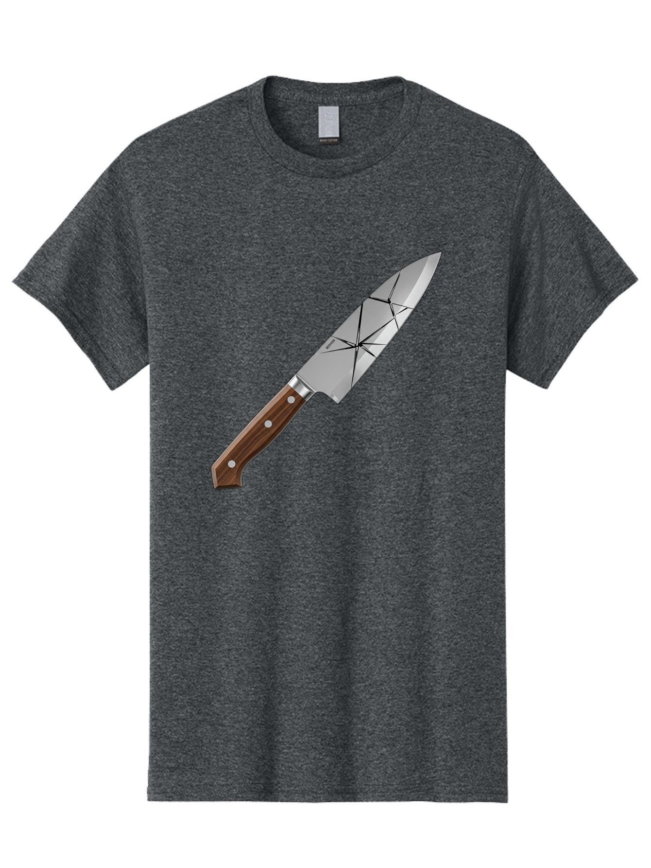 Chef-Knife-1 Men'S Graphic Tee, 100% Cotton, Comfortable Casual Summer Wear, Machine Washable, Sharp Knife, Kitchen Knife, Chef'S Knife, Stainless Steel, Wooden Handle, Silver Rivets, Geometric Pattern, Modern Design, Cutting Tool, Bac834