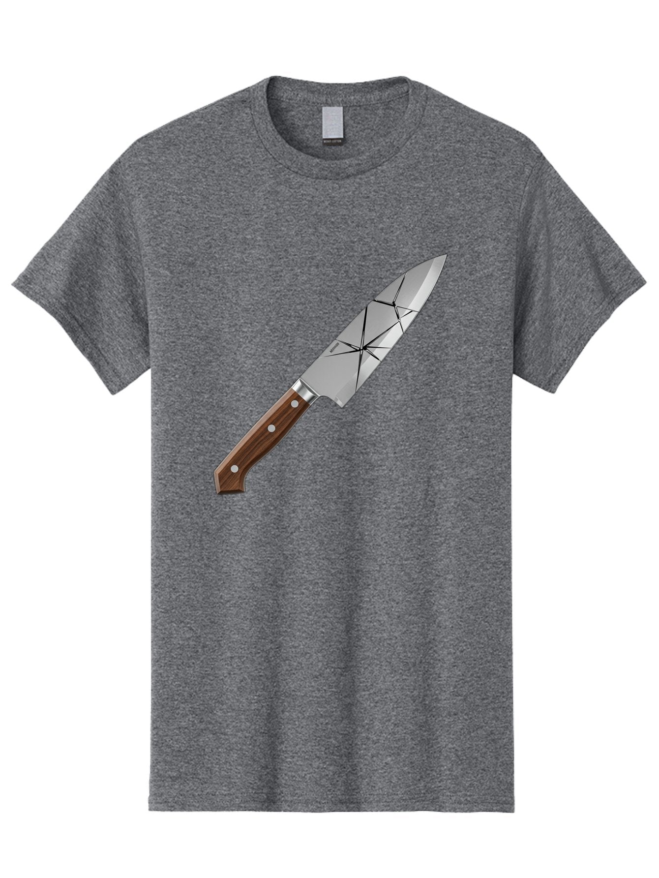 Chef-Knife-1 Men'S Graphic Tee, 100% Cotton, Comfortable Casual Summer Wear, Machine Washable, Sharp Knife, Kitchen Knife, Chef'S Knife, Stainless Steel, Wooden Handle, Silver Rivets, Geometric Pattern, Modern Design, Cutting Tool, Bac834 3