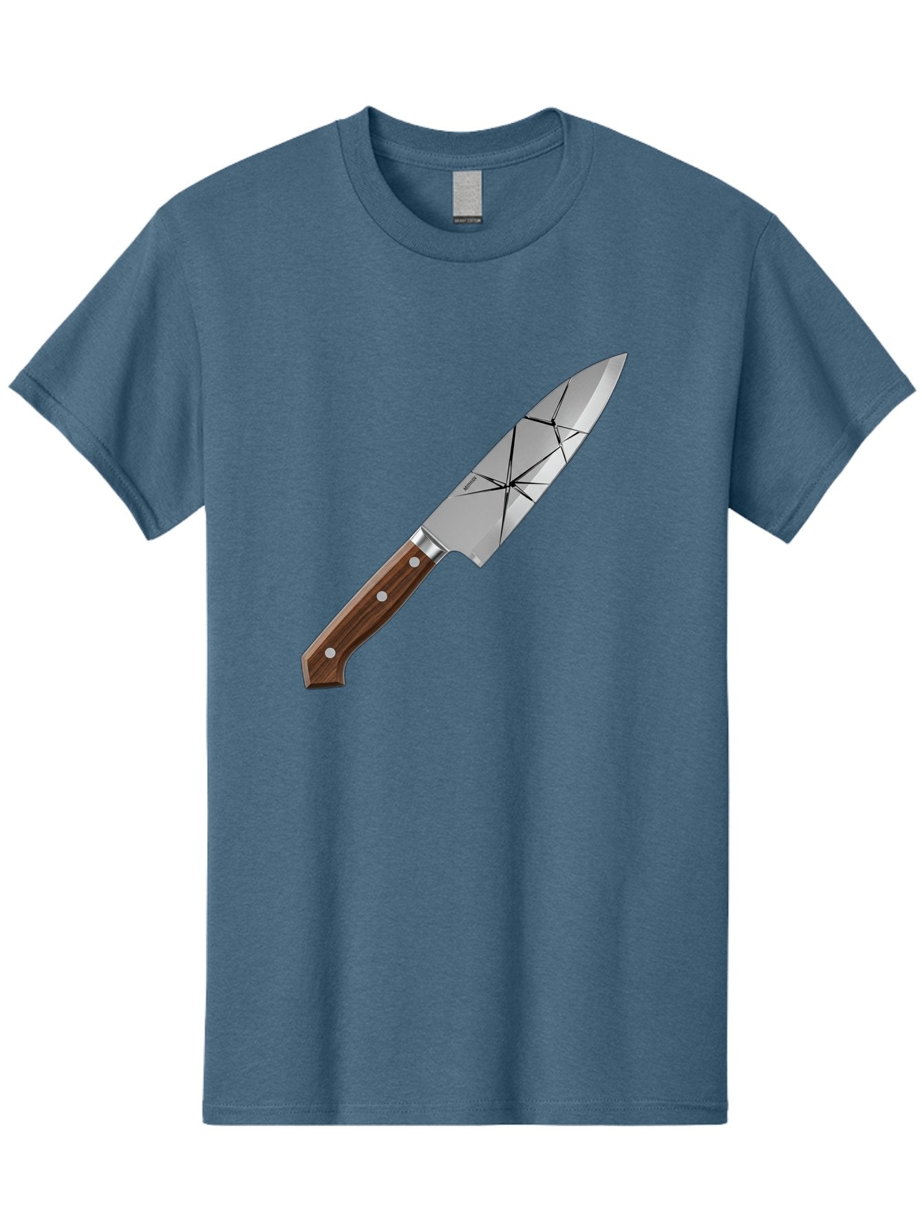 Chef-Knife-1 Men'S Graphic Tee, 100% Cotton, Comfortable Casual Summer Wear, Machine Washable, Sharp Knife, Kitchen Knife, Chef'S Knife, Stainless Steel, Wooden Handle, Silver Rivets, Geometric Pattern, Modern Design, Cutting Tool, Bac834 7