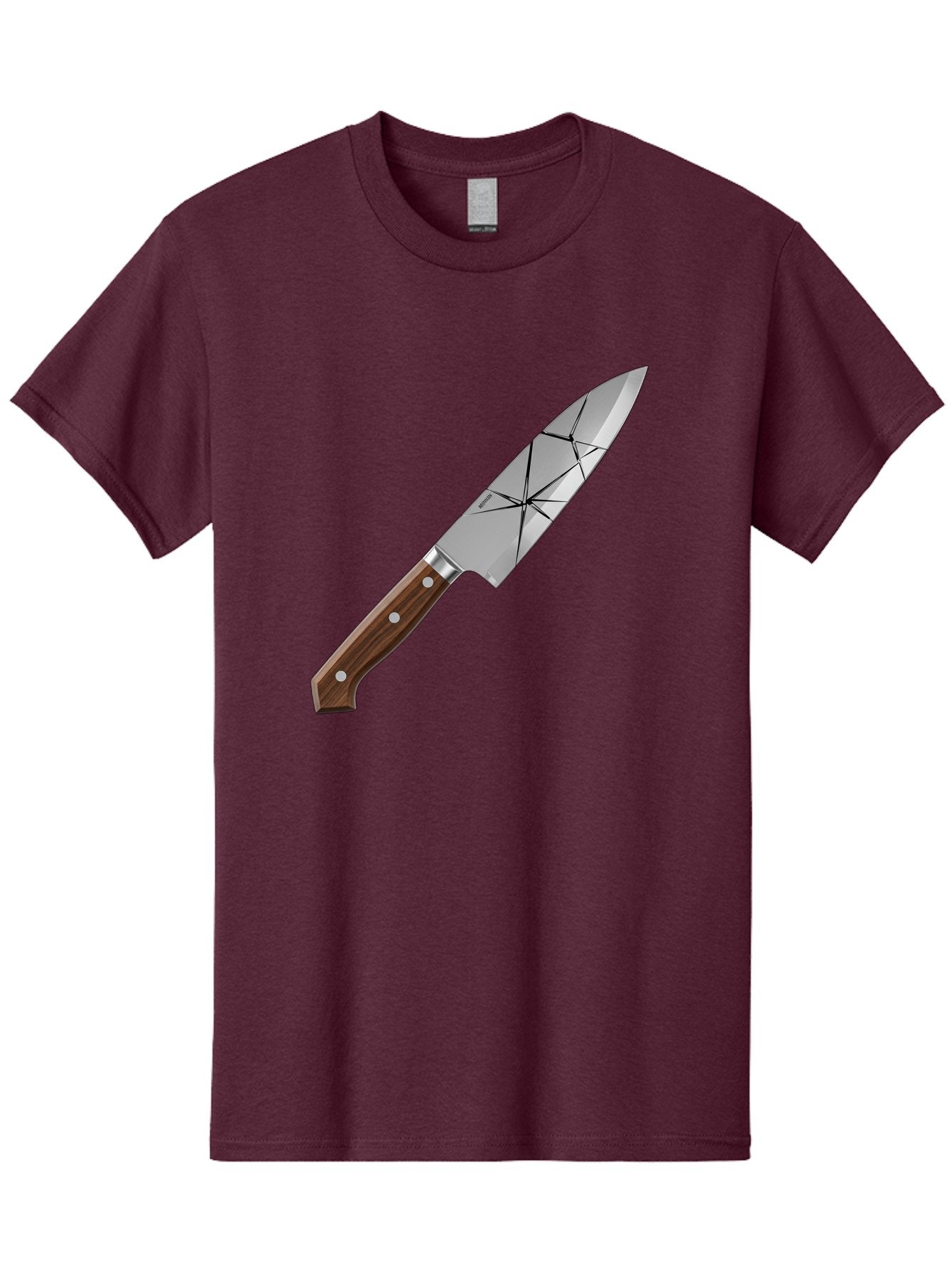 Chef-Knife-1 Men'S Graphic Tee, 100% Cotton, Comfortable Casual Summer Wear, Machine Washable, Sharp Knife, Kitchen Knife, Chef'S Knife, Stainless Steel, Wooden Handle, Silver Rivets, Geometric Pattern, Modern Design, Cutting Tool, Bac834 15
