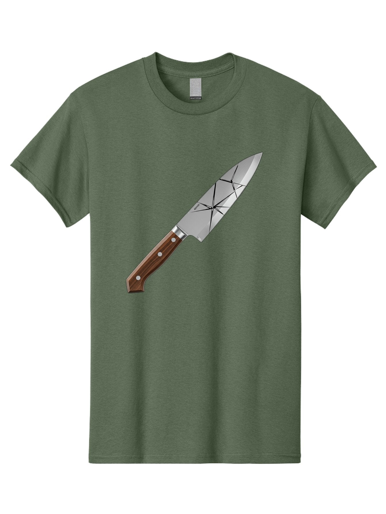 Chef-Knife-1 Men'S Graphic Tee, 100% Cotton, Comfortable Casual Summer Wear, Machine Washable, Sharp Knife, Kitchen Knife, Chef'S Knife, Stainless Steel, Wooden Handle, Silver Rivets, Geometric Pattern, Modern Design, Cutting Tool, Bac834 4