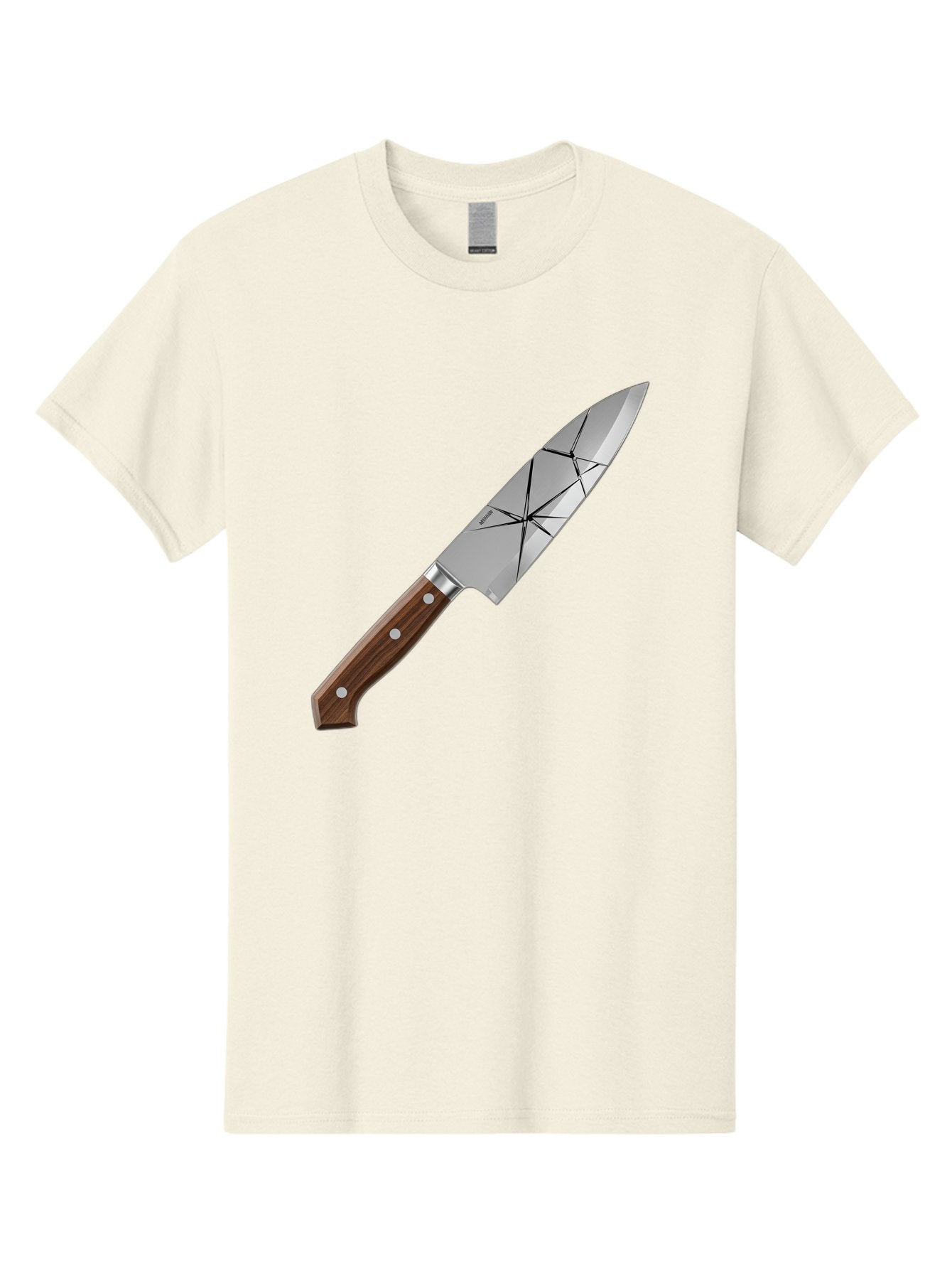 Chef-Knife-1 Men'S Graphic Tee, 100% Cotton, Comfortable Casual Summer Wear, Machine Washable, Sharp Knife, Kitchen Knife, Chef'S Knife, Stainless Steel, Wooden Handle, Silver Rivets, Geometric Pattern, Modern Design, Cutting Tool, Bac834 9