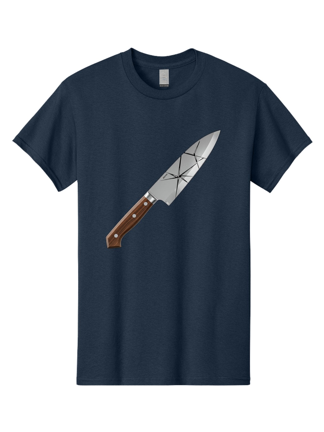 Chef-Knife-1 Men'S Graphic Tee, 100% Cotton, Comfortable Casual Summer Wear, Machine Washable, Sharp Knife, Kitchen Knife, Chef'S Knife, Stainless Steel, Wooden Handle, Silver Rivets, Geometric Pattern, Modern Design, Cutting Tool, Bac834 14
