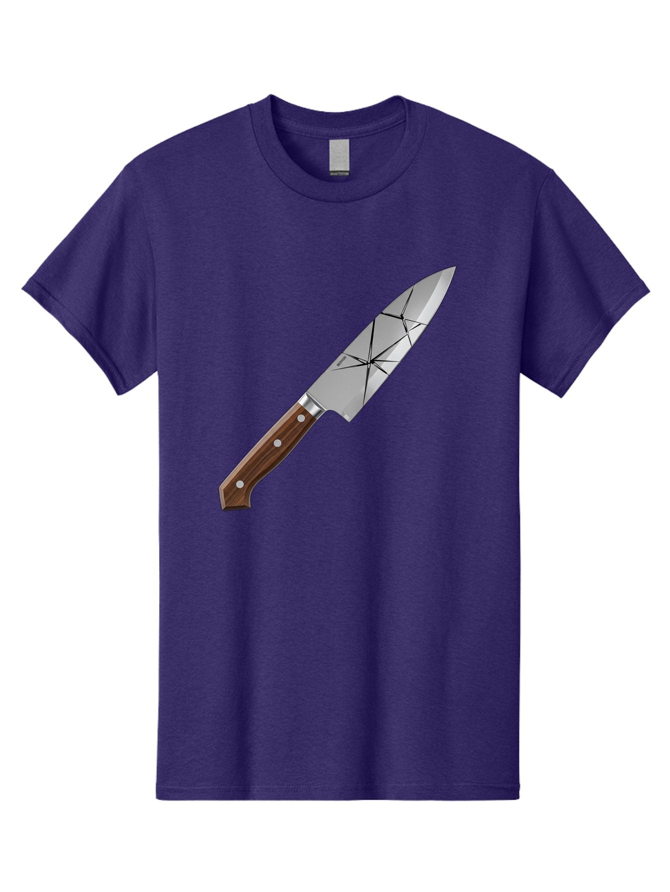 Chef-Knife-1 Men'S Graphic Tee, 100% Cotton, Comfortable Casual Summer Wear, Machine Washable, Sharp Knife, Kitchen Knife, Chef'S Knife, Stainless Steel, Wooden Handle, Silver Rivets, Geometric Pattern, Modern Design, Cutting Tool, Bac834