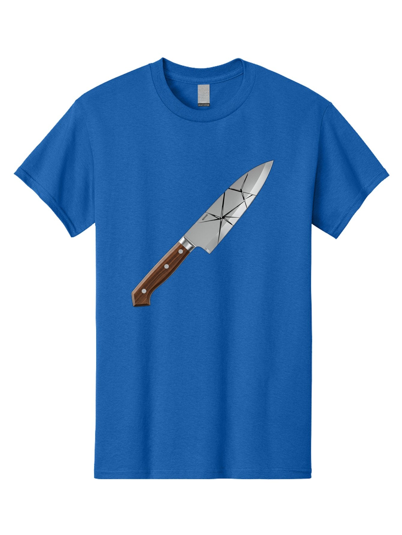 Chef-Knife-1 Men'S Graphic Tee, 100% Cotton, Comfortable Casual Summer Wear, Machine Washable, Sharp Knife, Kitchen Knife, Chef'S Knife, Stainless Steel, Wooden Handle, Silver Rivets, Geometric Pattern, Modern Design, Cutting Tool, Bac834 13