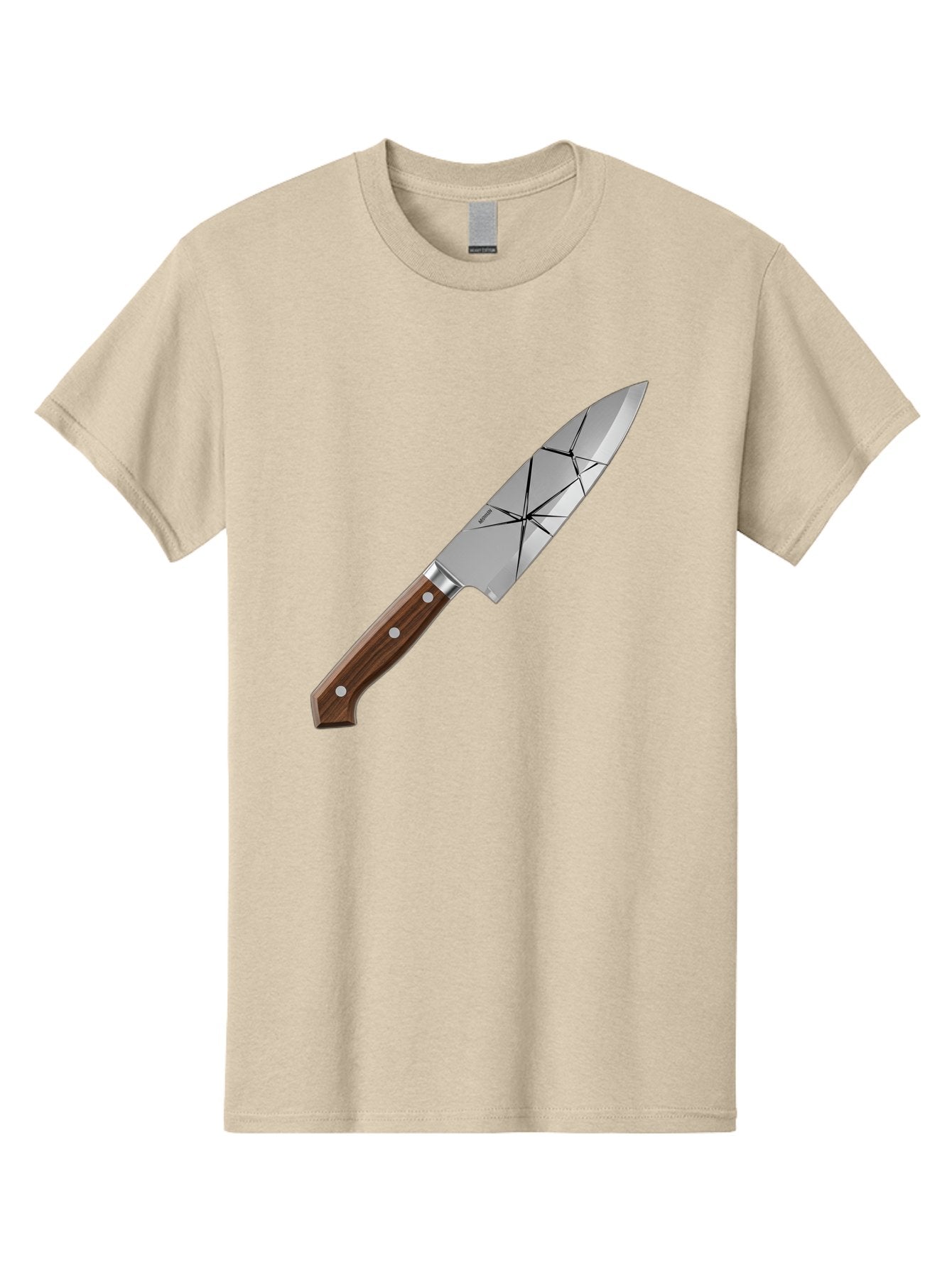 Chef-Knife-1 Men'S Graphic Tee, 100% Cotton, Comfortable Casual Summer Wear, Machine Washable, Sharp Knife, Kitchen Knife, Chef'S Knife, Stainless Steel, Wooden Handle, Silver Rivets, Geometric Pattern, Modern Design, Cutting Tool, Bac834 5
