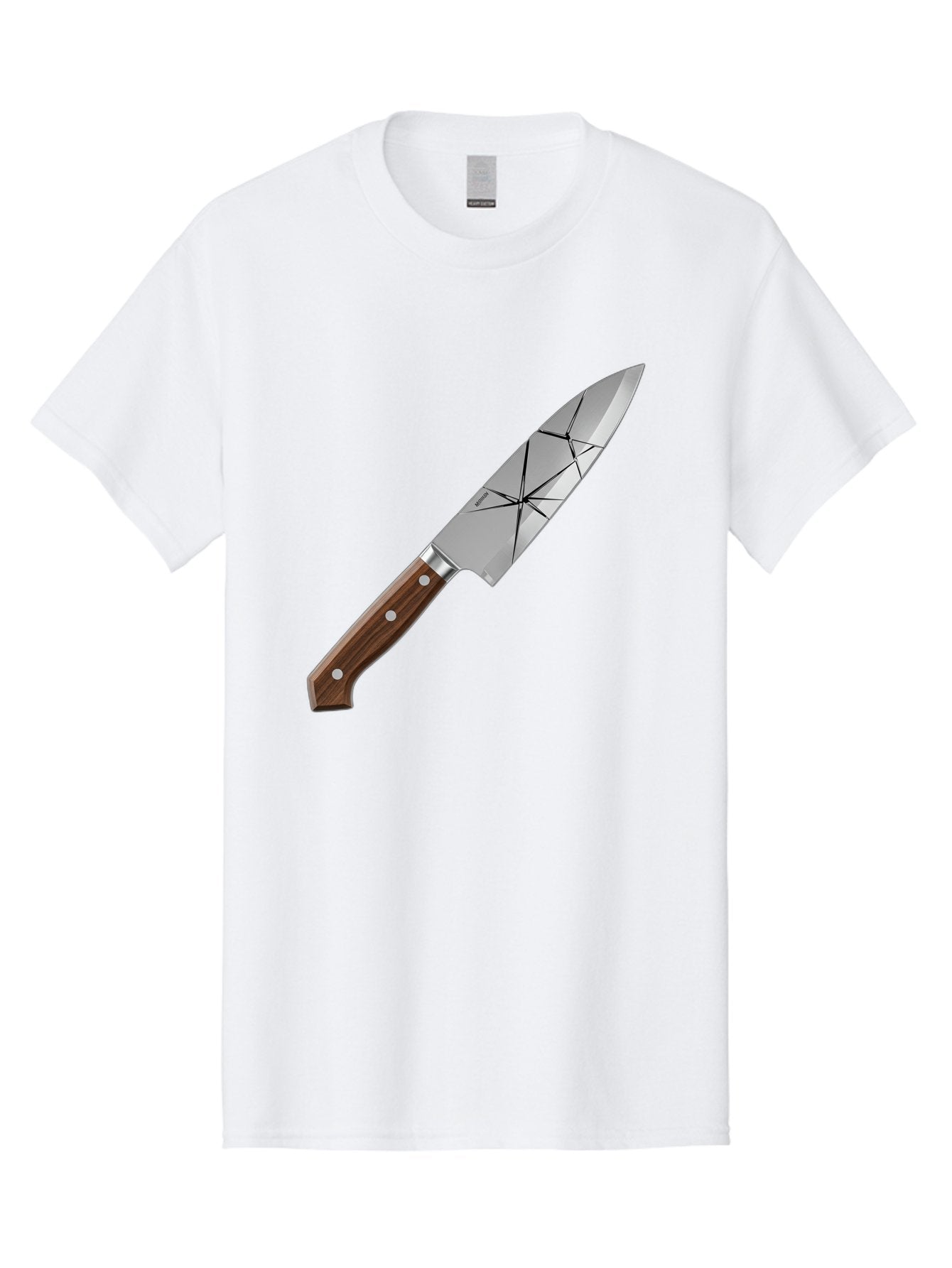 Chef-Knife-1 Men'S Graphic Tee, 100% Cotton, Comfortable Casual Summer Wear, Machine Washable, Sharp Knife, Kitchen Knife, Chef'S Knife, Stainless Steel, Wooden Handle, Silver Rivets, Geometric Pattern, Modern Design, Cutting Tool, Bac834 11