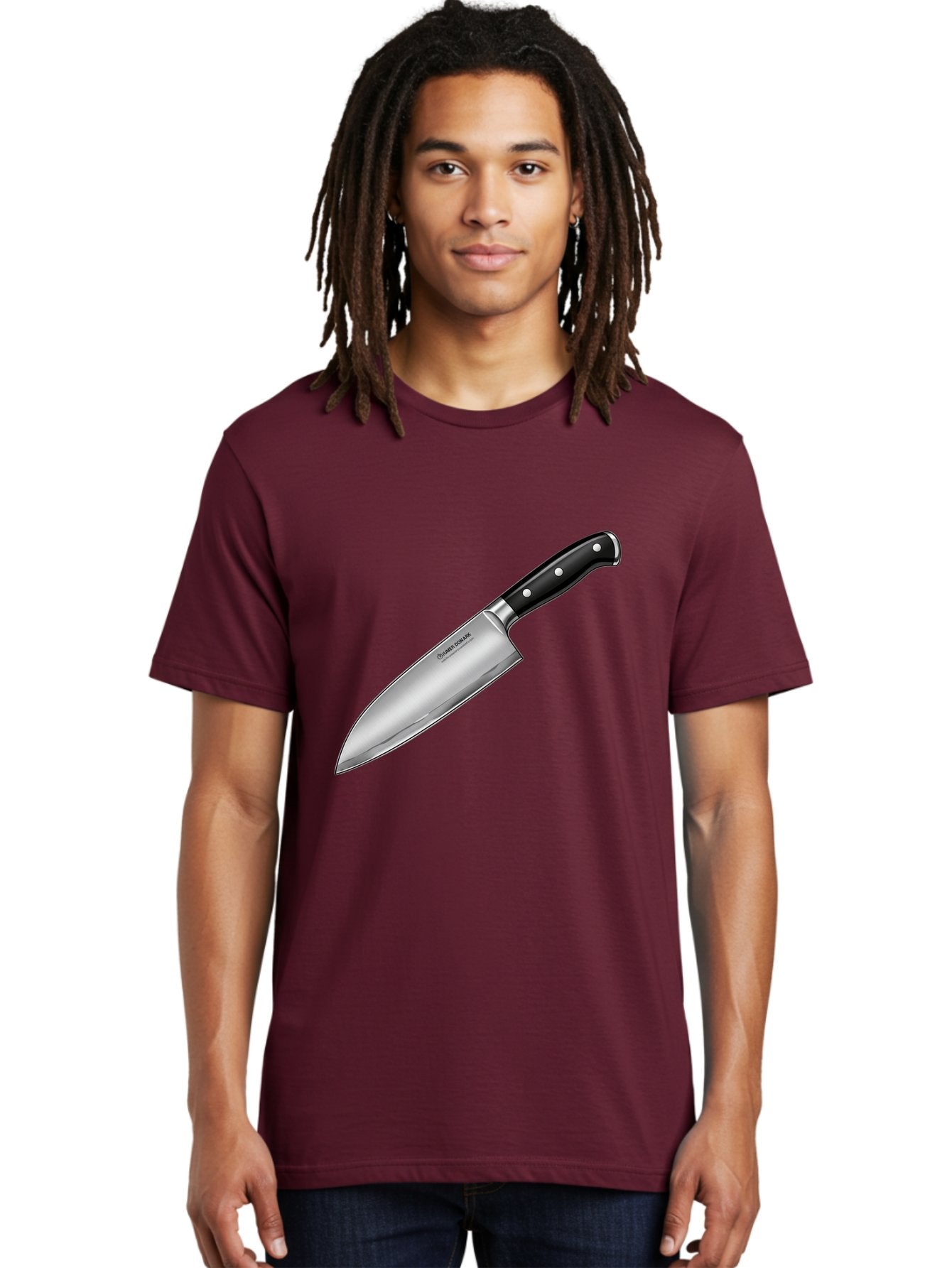 Chef-Knife Men'S Graphic Tee, 100% Cotton, Comfortable Casual Summer Wear, Machine Washable, High-Quality Kitchen Knife, Sharp Blade, Stainless Steel, Chef'S Knife, Cooking Essentials, Kitchen Utensils, Culinary Tools, Precise Cutting, Bac835 24