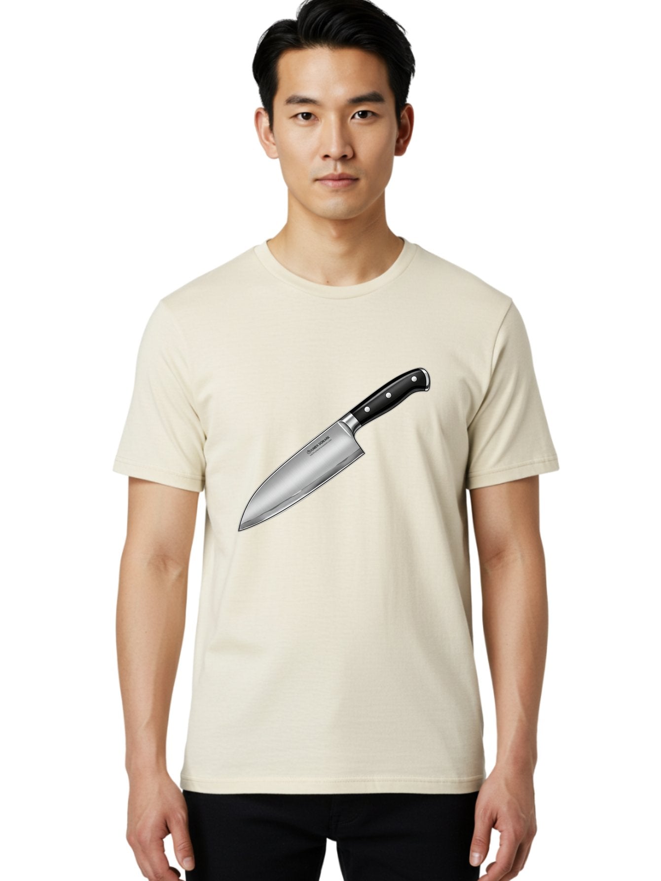 Chef-Knife Men'S Graphic Tee, 100% Cotton, Comfortable Casual Summer Wear, Machine Washable, High-Quality Kitchen Knife, Sharp Blade, Stainless Steel, Chef'S Knife, Cooking Essentials, Kitchen Utensils, Culinary Tools, Precise Cutting, Bac835 21