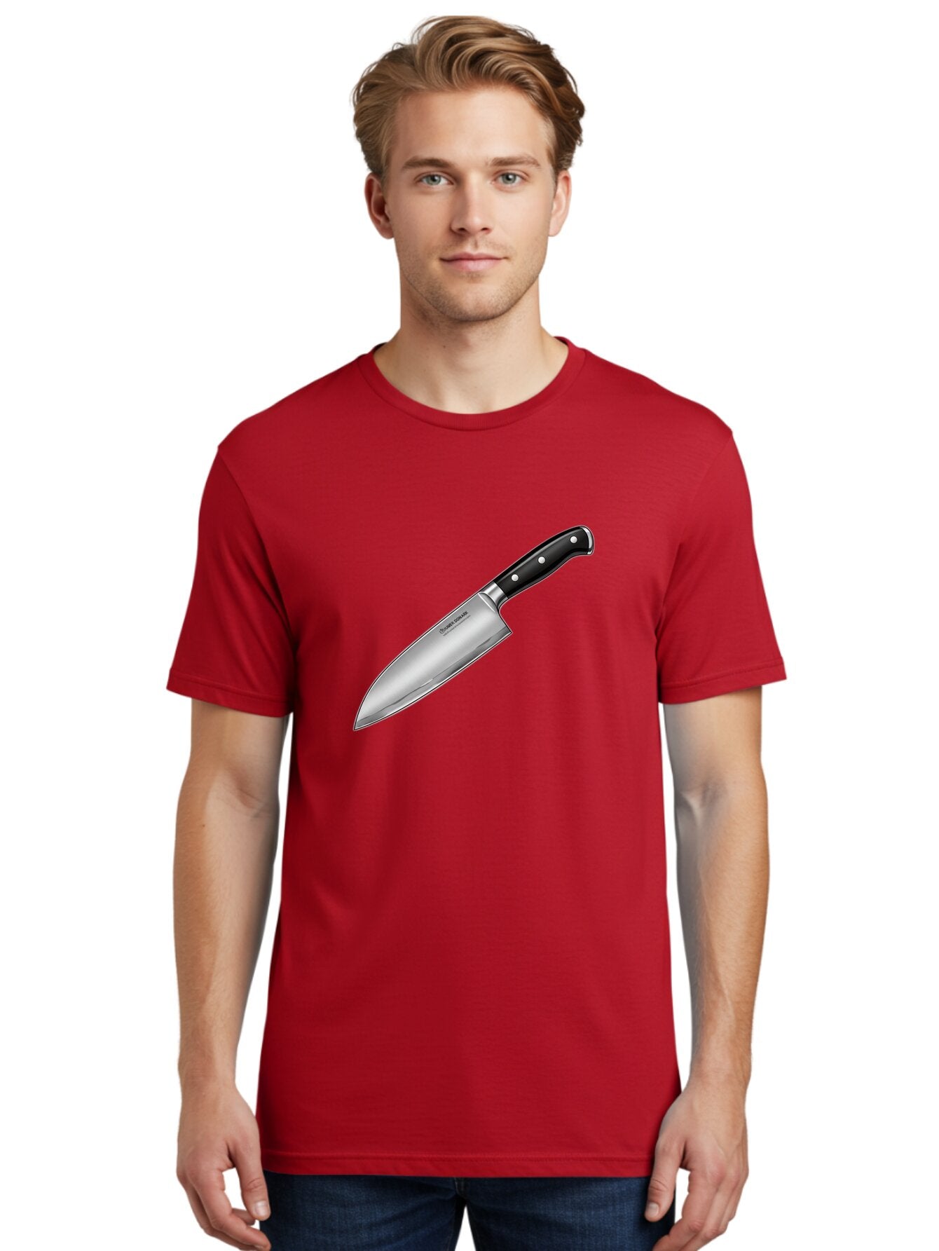 Chef-Knife Men'S Graphic Tee, 100% Cotton, Comfortable Casual Summer Wear, Machine Washable, High-Quality Kitchen Knife, Sharp Blade, Stainless Steel, Chef'S Knife, Cooking Essentials, Kitchen Utensils, Culinary Tools, Precise Cutting, Bac835 28