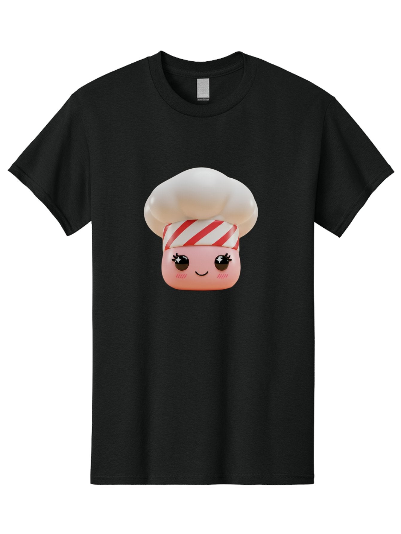 Chef-Marshmallow Men'S Graphic Tee, 100% Cotton, Comfortable Casual Summer Wear, Machine Washable, Candy Character, Chef Illustration, Pastel Pink Face, Red And White Striped Hat, Whimsical Design, Playful, Bakery Goods, Sweet Treats, Kawaii Bac836 10