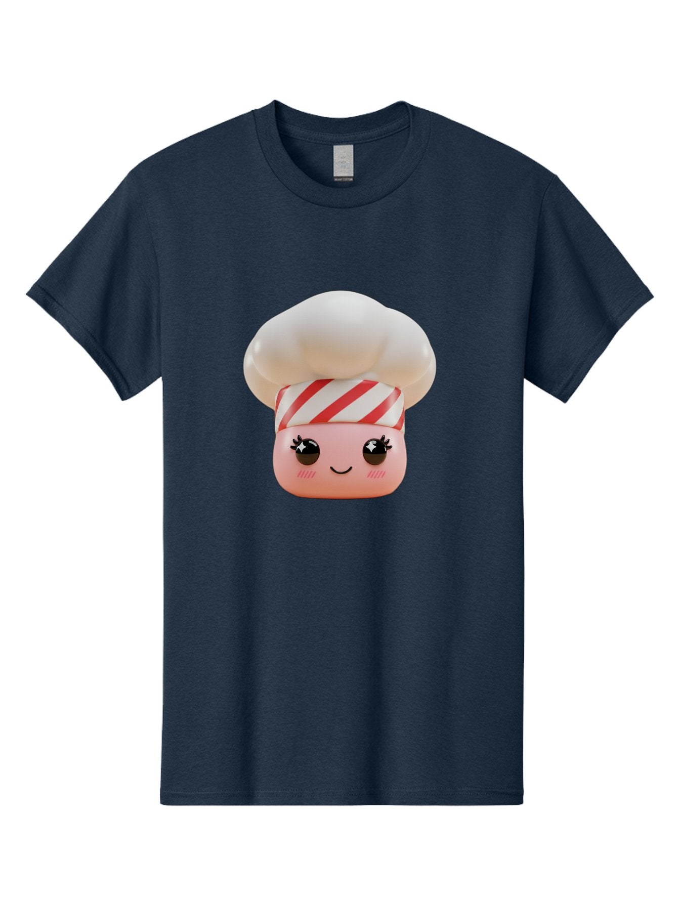 Chef-Marshmallow Men'S Graphic Tee, 100% Cotton, Comfortable Casual Summer Wear, Machine Washable, Candy Character, Chef Illustration, Pastel Pink Face, Red And White Striped Hat, Whimsical Design, Playful, Bakery Goods, Sweet Treats, Kawaii Bac836 8