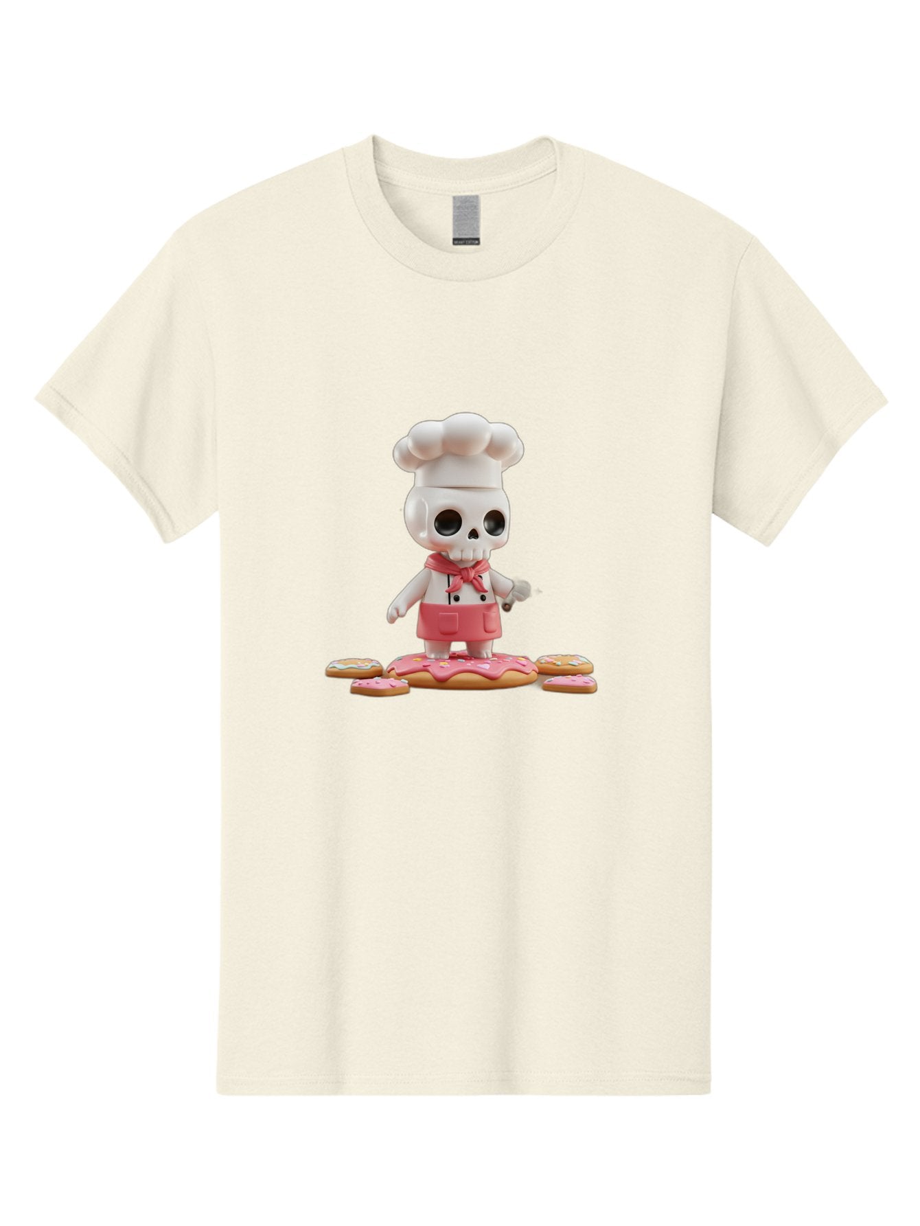 Chef-Skeleton Men'S Graphic Tee, 100% Cotton, Comfortable Casual Summer Wear, Machine Washable, Skull Chef Figurine, Chef Hat, Red Apron, Kitchen Utensils, Donut Decorations, Sweet Treats, Culinary Art, Figurine Art, Whimsical Design, Bac837 10