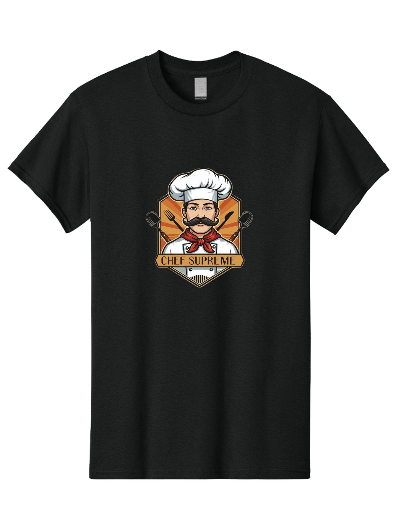 Chef-Supreme Men'S Graphic Tee, 100% Cotton, Comfortable Casual Summer Wear, Machine Washable, Chef Logo, Culinary Expert, Gourmet Cooking, Restaurant Branding, Chef Hat, Mustachioed Chef, Kitchen Utensils, Professional Cooking, Chef Attire Bac838 3