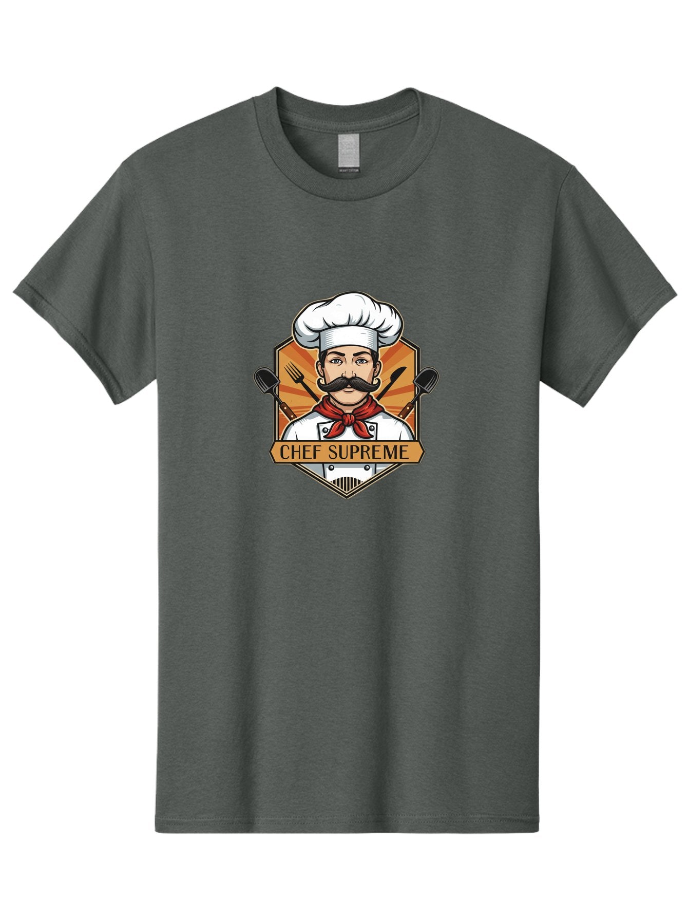 Chef-Supreme Men'S Graphic Tee, 100% Cotton, Comfortable Casual Summer Wear, Machine Washable, Chef Logo, Culinary Expert, Gourmet Cooking, Restaurant Branding, Chef Hat, Mustachioed Chef, Kitchen Utensils, Professional Cooking, Chef Attire Bac838 15