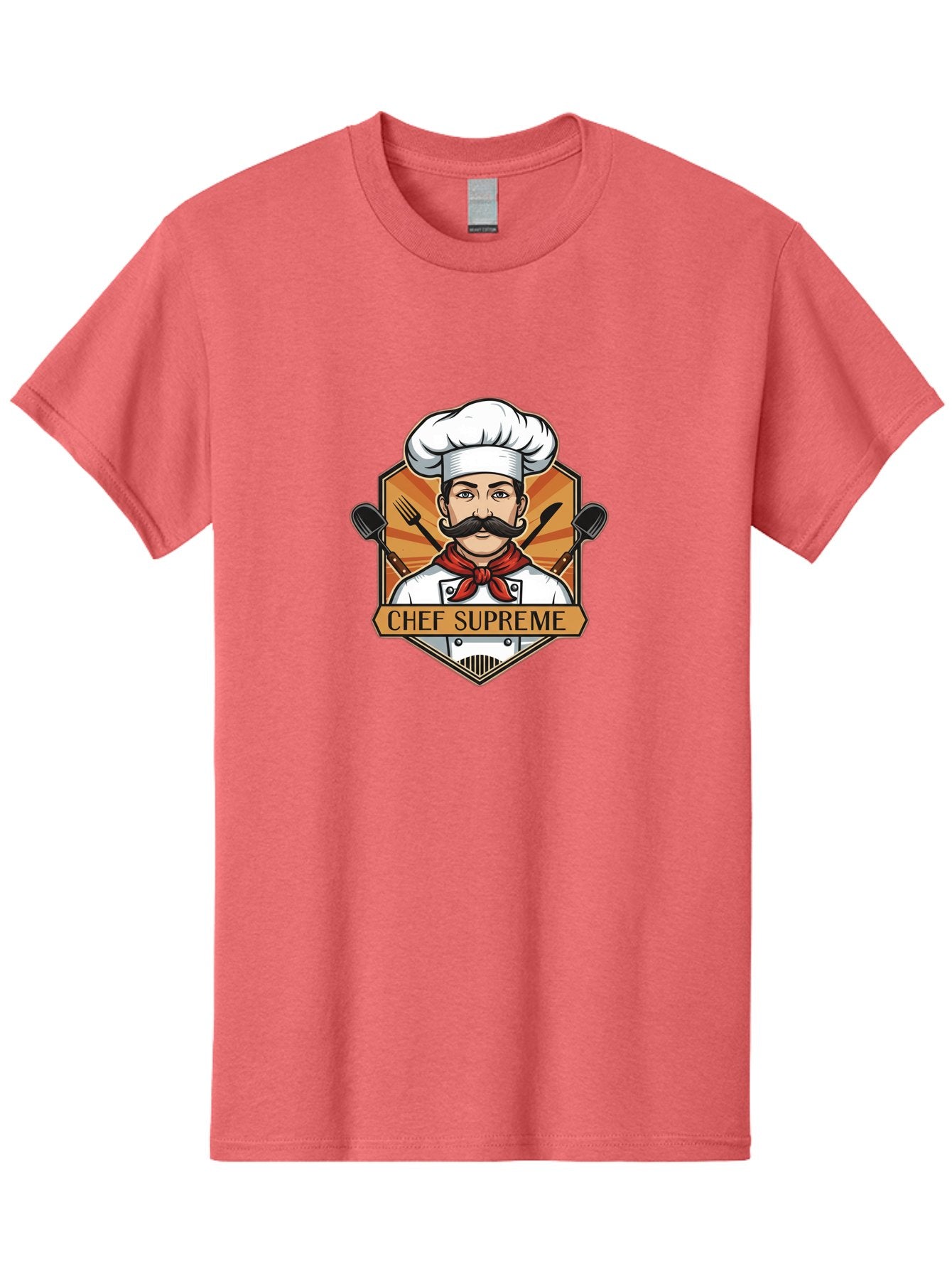 Chef-Supreme Men'S Graphic Tee, 100% Cotton, Comfortable Casual Summer Wear, Machine Washable, Chef Logo, Culinary Expert, Gourmet Cooking, Restaurant Branding, Chef Hat, Mustachioed Chef, Kitchen Utensils, Professional Cooking, Chef Attire Bac838 5