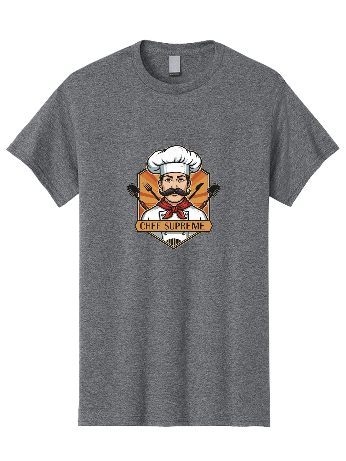 Chef-Supreme Men'S Graphic Tee, 100% Cotton, Comfortable Casual Summer Wear, Machine Washable, Chef Logo, Culinary Expert, Gourmet Cooking, Restaurant Branding, Chef Hat, Mustachioed Chef, Kitchen Utensils, Professional Cooking, Chef Attire Bac838 10
