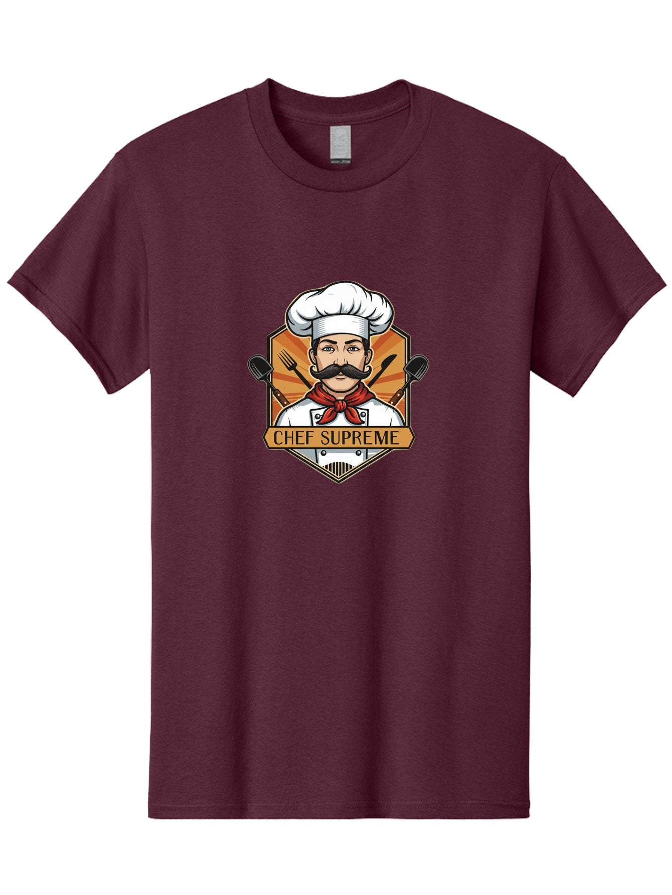 Chef-Supreme Men'S Graphic Tee, 100% Cotton, Comfortable Casual Summer Wear, Machine Washable, Chef Logo, Culinary Expert, Gourmet Cooking, Restaurant Branding, Chef Hat, Mustachioed Chef, Kitchen Utensils, Professional Cooking, Chef Attire Bac838