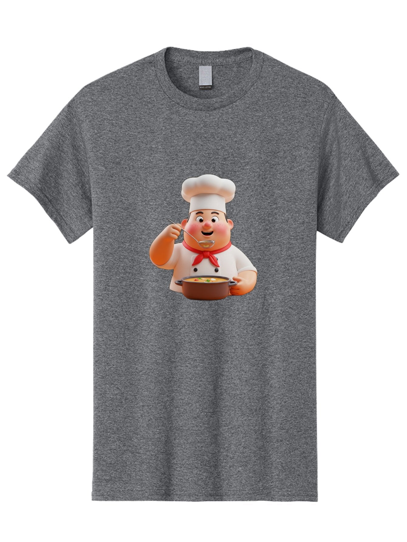 Chef-Tasting-Soup Men'S Graphic Tee, 100% Cotton, Comfortable Casual Summer Wear, Machine Washable, Chef Holding Pot, Serving Soup, Culinary Art, Chef Hat, Red Scarf, Cooking, Delicious Meal, Gourmet Cuisine, Savory Flavors, Food Presentation, Bac839 7