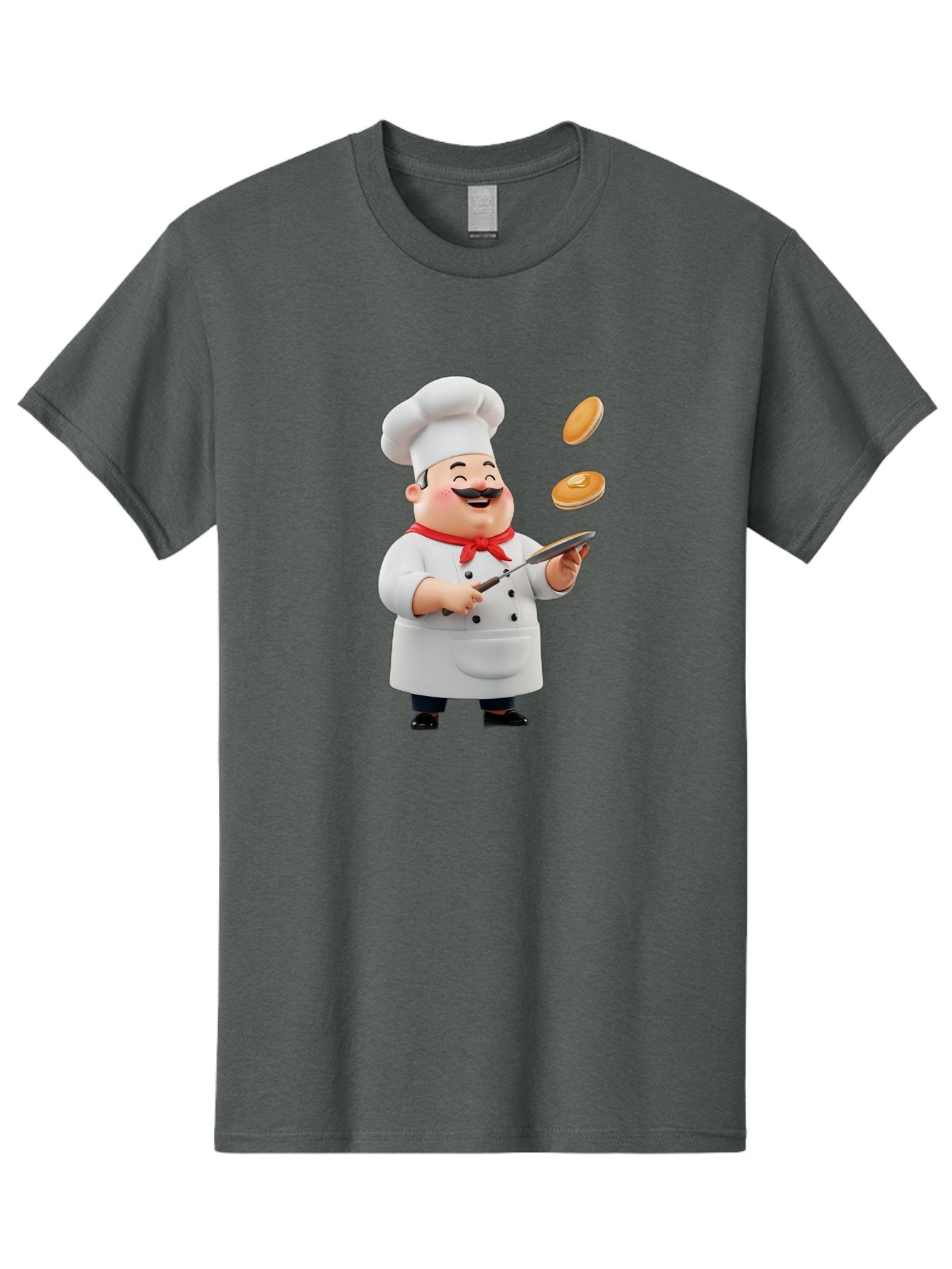 Chef-Tossing-Pancakes Men'S Graphic Tee, 100% Cotton, Comfortable Casual Summer Wear, Machine Washable, Chef Cooking Pancakes, Happy Chef, Kitchen Fun, Breakfast Cooking, Food Preparation, Chef Hat, Cooking With Love, Pancakes In Air, Bac840 6