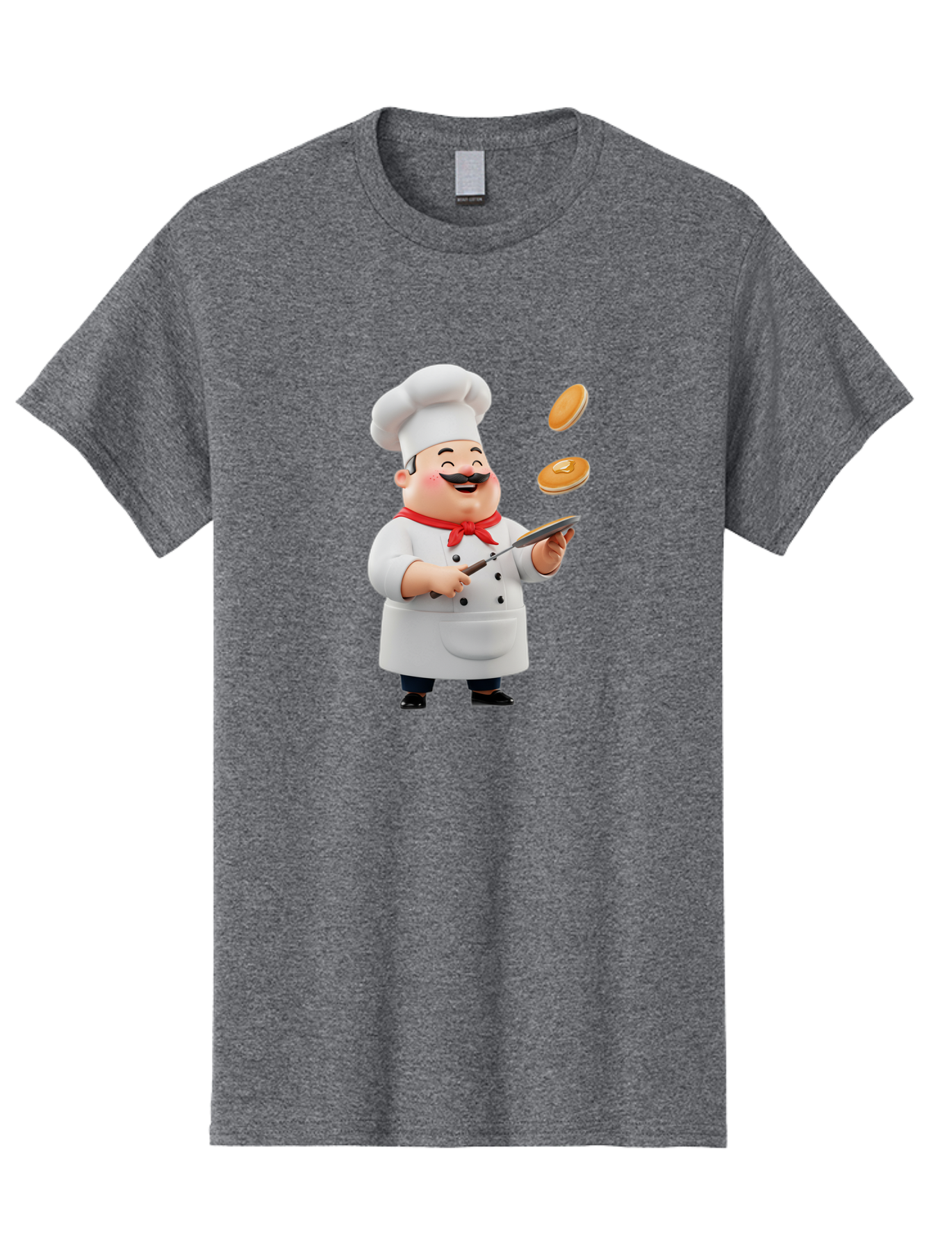 Chef-Tossing-Pancakes Men'S Graphic Tee, 100% Cotton, Comfortable Casual Summer Wear, Machine Washable, Chef Cooking Pancakes, Happy Chef, Kitchen Fun, Breakfast Cooking, Food Preparation, Chef Hat, Cooking With Love, Pancakes In Air, Bac840 6