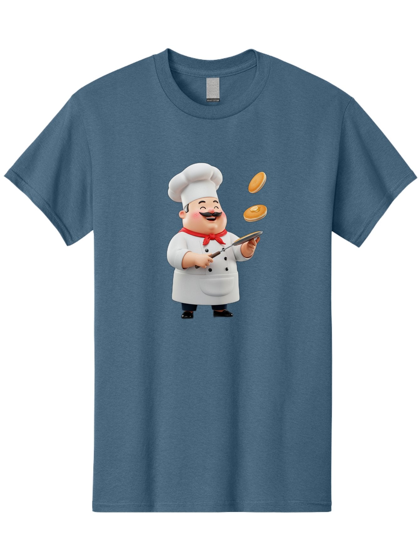 Chef-Tossing-Pancakes Men'S Graphic Tee, 100% Cotton, Comfortable Casual Summer Wear, Machine Washable, Chef Cooking Pancakes, Happy Chef, Kitchen Fun, Breakfast Cooking, Food Preparation, Chef Hat, Cooking With Love, Pancakes In Air, Bac840 12