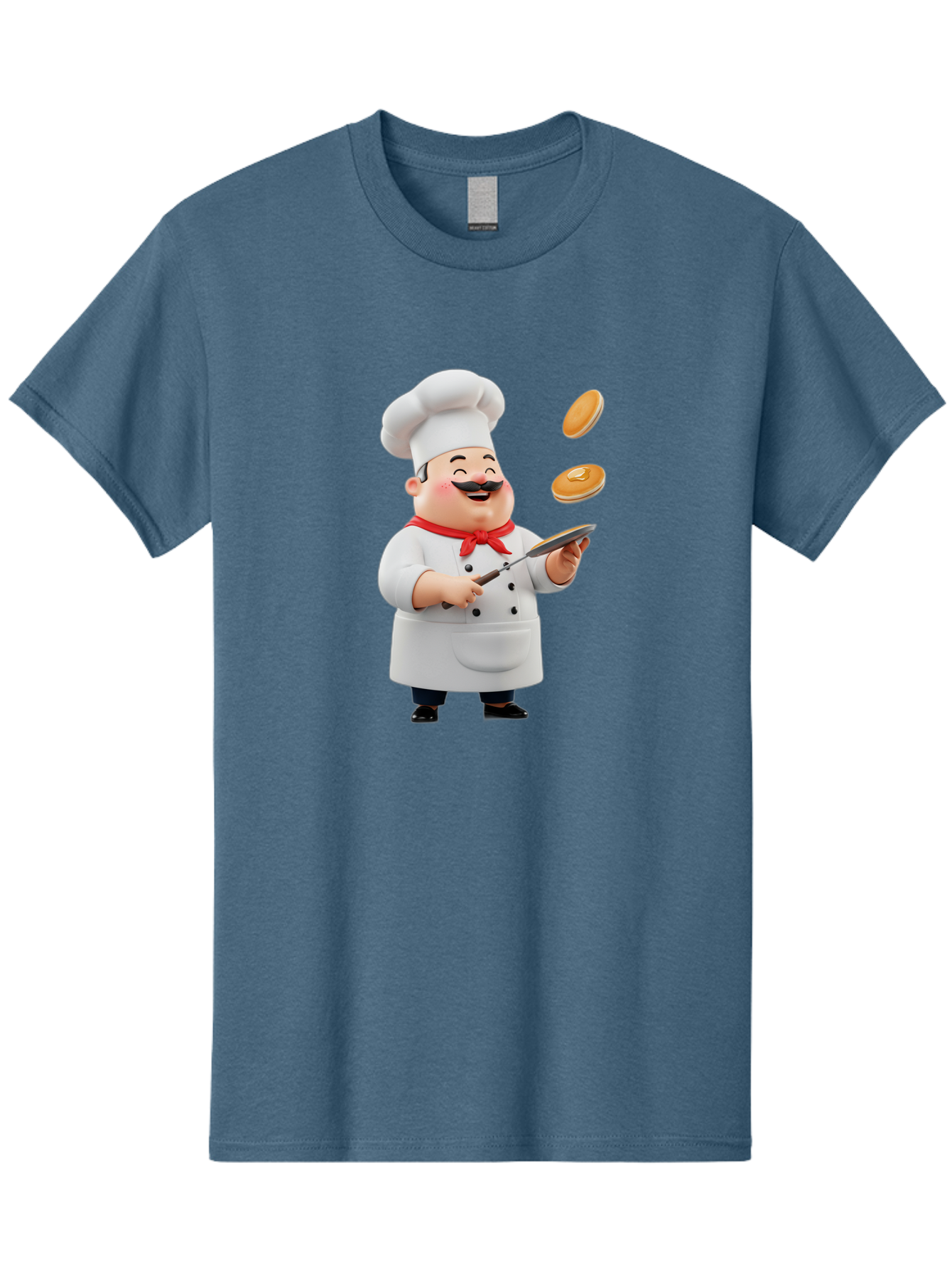 Chef-Tossing-Pancakes Men'S Graphic Tee, 100% Cotton, Comfortable Casual Summer Wear, Machine Washable, Chef Cooking Pancakes, Happy Chef, Kitchen Fun, Breakfast Cooking, Food Preparation, Chef Hat, Cooking With Love, Pancakes In Air, Bac840 3