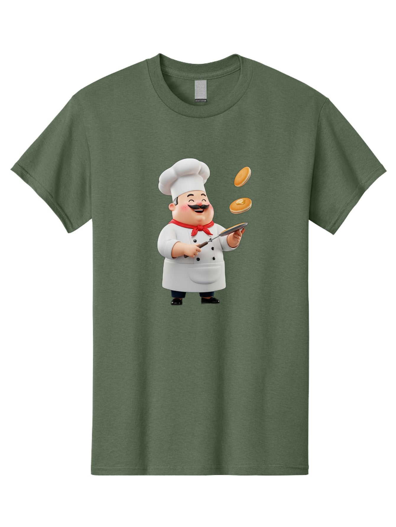 Chef-Tossing-Pancakes Men'S Graphic Tee, 100% Cotton, Comfortable Casual Summer Wear, Machine Washable, Chef Cooking Pancakes, Happy Chef, Kitchen Fun, Breakfast Cooking, Food Preparation, Chef Hat, Cooking With Love, Pancakes In Air, Bac840 3