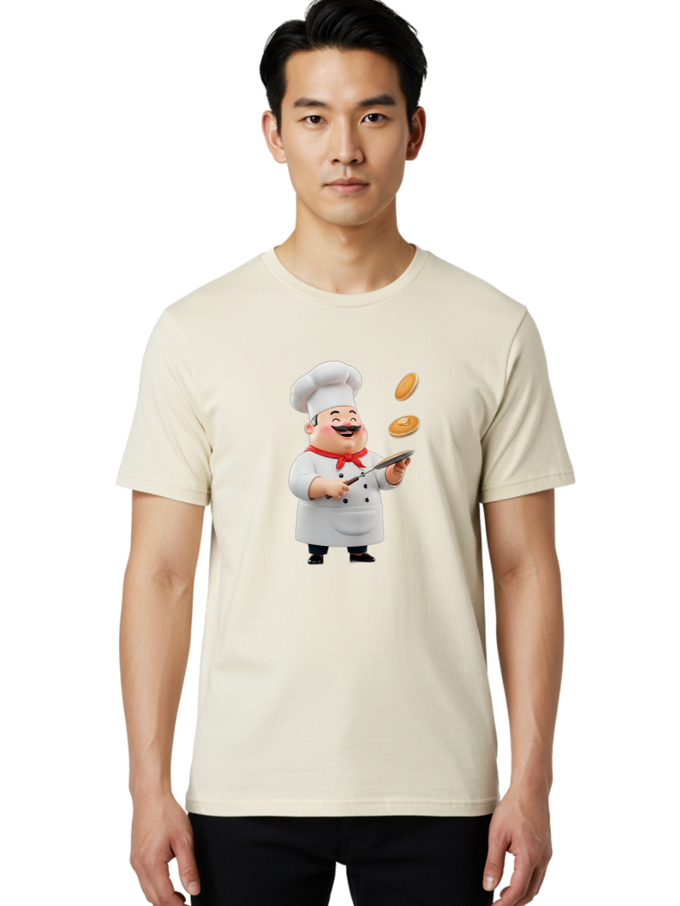 Chef-Tossing-Pancakes Men'S Graphic Tee, 100% Cotton, Comfortable Casual Summer Wear, Machine Washable, Chef Cooking Pancakes, Happy Chef, Kitchen Fun, Breakfast Cooking, Food Preparation, Chef Hat, Cooking With Love, Pancakes In Air, Bac840 28