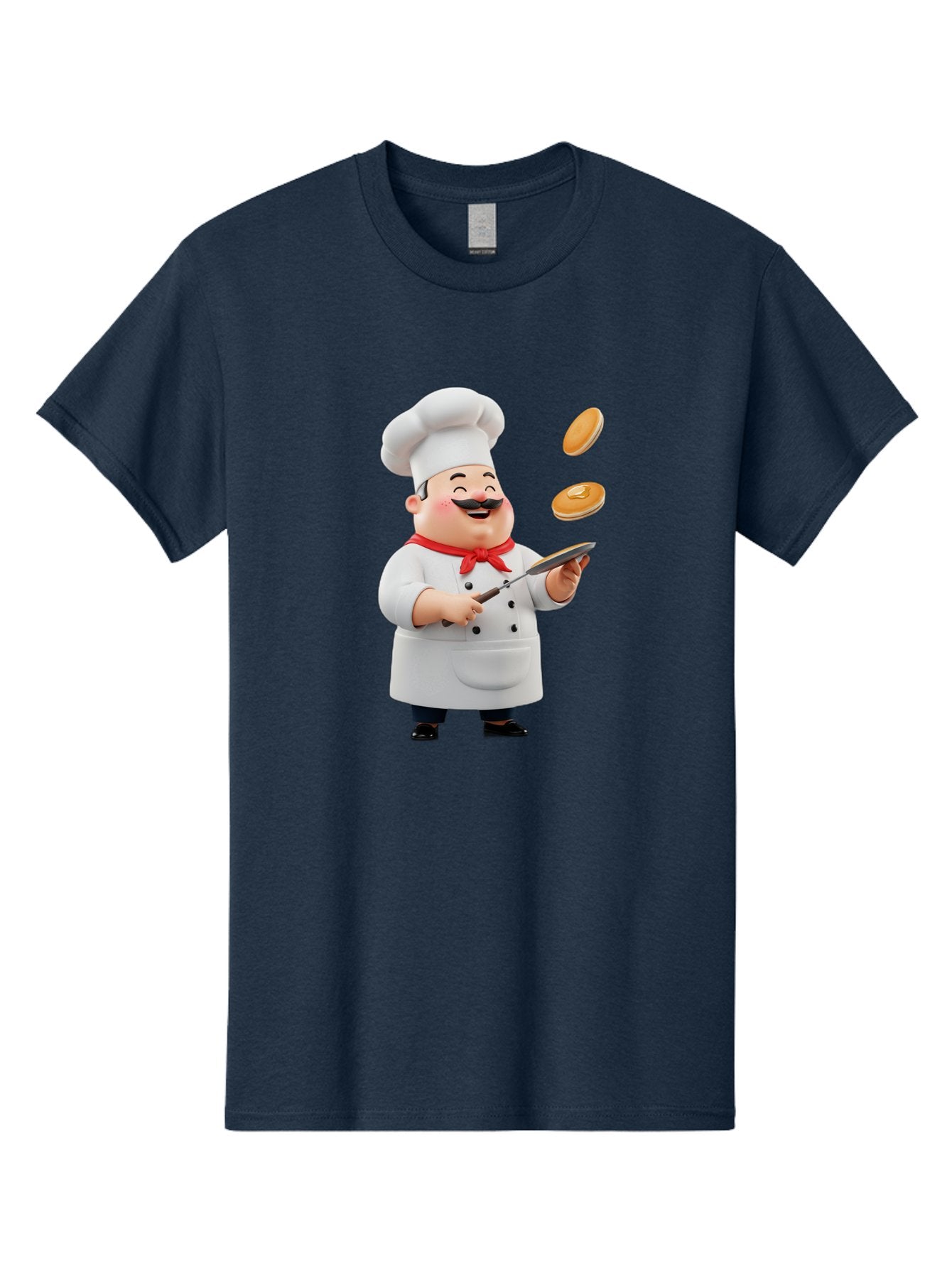 Chef-Tossing-Pancakes Men'S Graphic Tee, 100% Cotton, Comfortable Casual Summer Wear, Machine Washable, Chef Cooking Pancakes, Happy Chef, Kitchen Fun, Breakfast Cooking, Food Preparation, Chef Hat, Cooking With Love, Pancakes In Air, Bac840 14