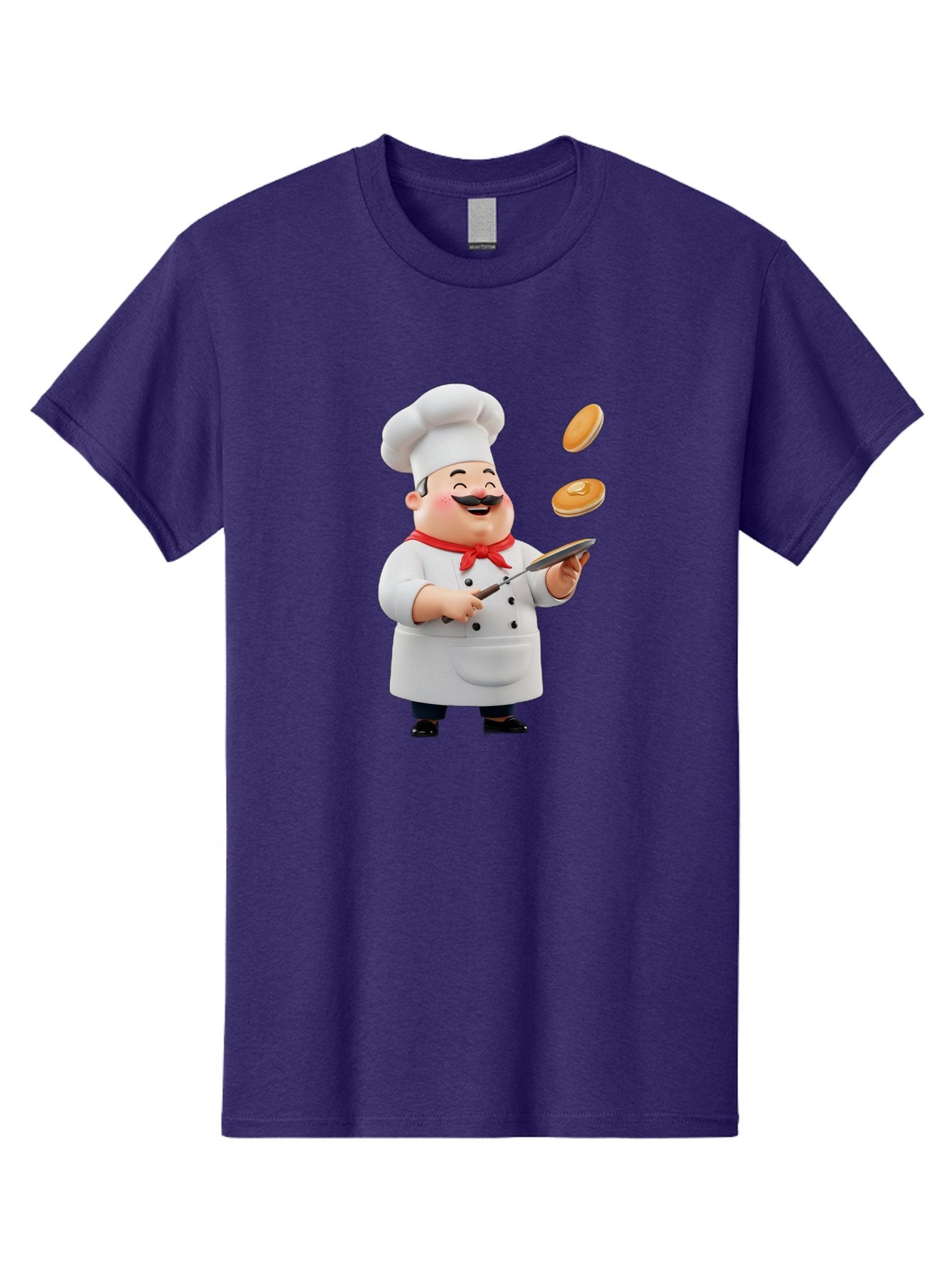 Chef-Tossing-Pancakes Men'S Graphic Tee, 100% Cotton, Comfortable Casual Summer Wear, Machine Washable, Chef Cooking Pancakes, Happy Chef, Kitchen Fun, Breakfast Cooking, Food Preparation, Chef Hat, Cooking With Love, Pancakes In Air, Bac840 9