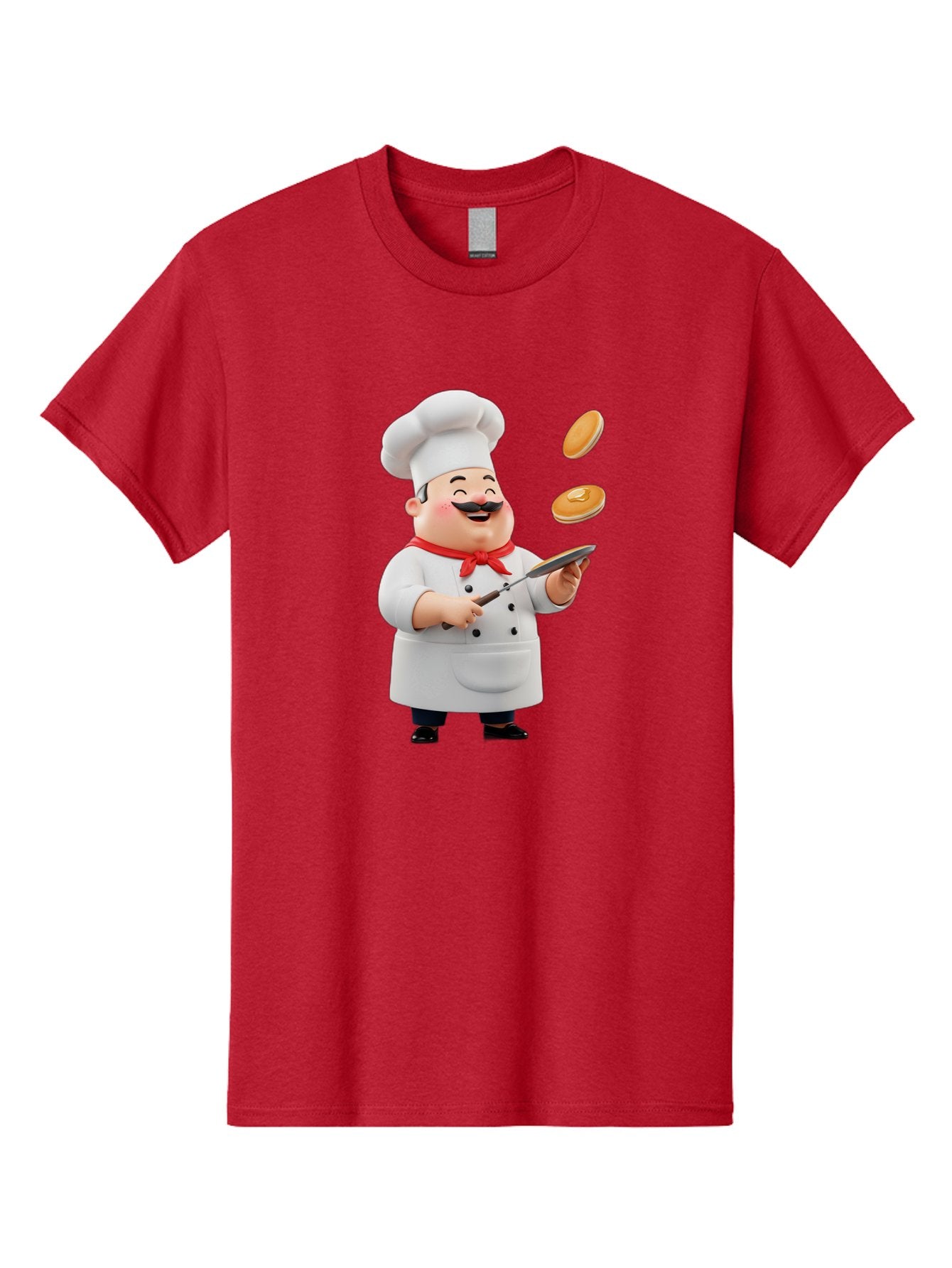 Chef-Tossing-Pancakes Men'S Graphic Tee, 100% Cotton, Comfortable Casual Summer Wear, Machine Washable, Chef Cooking Pancakes, Happy Chef, Kitchen Fun, Breakfast Cooking, Food Preparation, Chef Hat, Cooking With Love, Pancakes In Air, Bac840 5