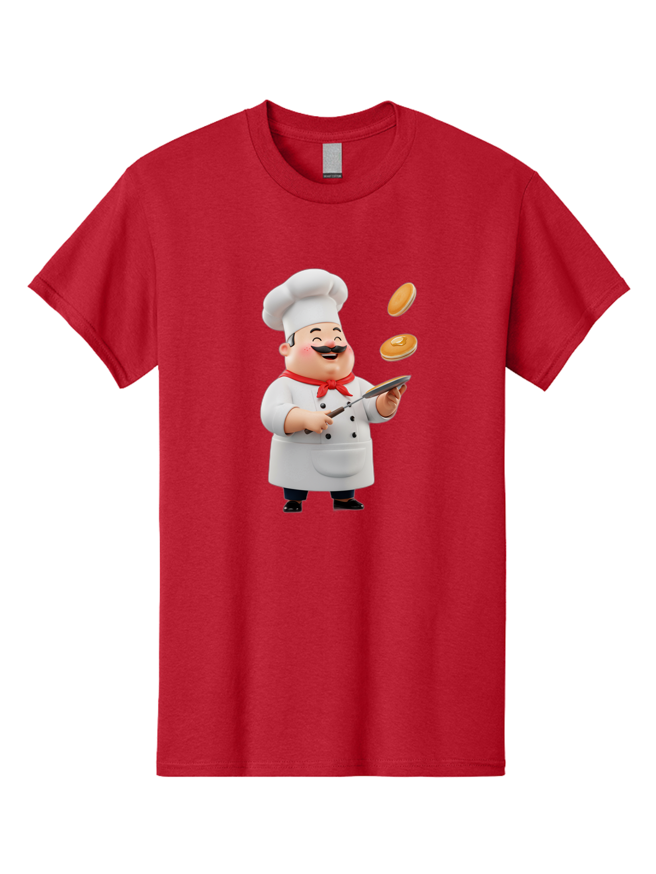 Chef-Tossing-Pancakes Men'S Graphic Tee, 100% Cotton, Comfortable Casual Summer Wear, Machine Washable, Chef Cooking Pancakes, Happy Chef, Kitchen Fun, Breakfast Cooking, Food Preparation, Chef Hat, Cooking With Love, Pancakes In Air, Bac840 8