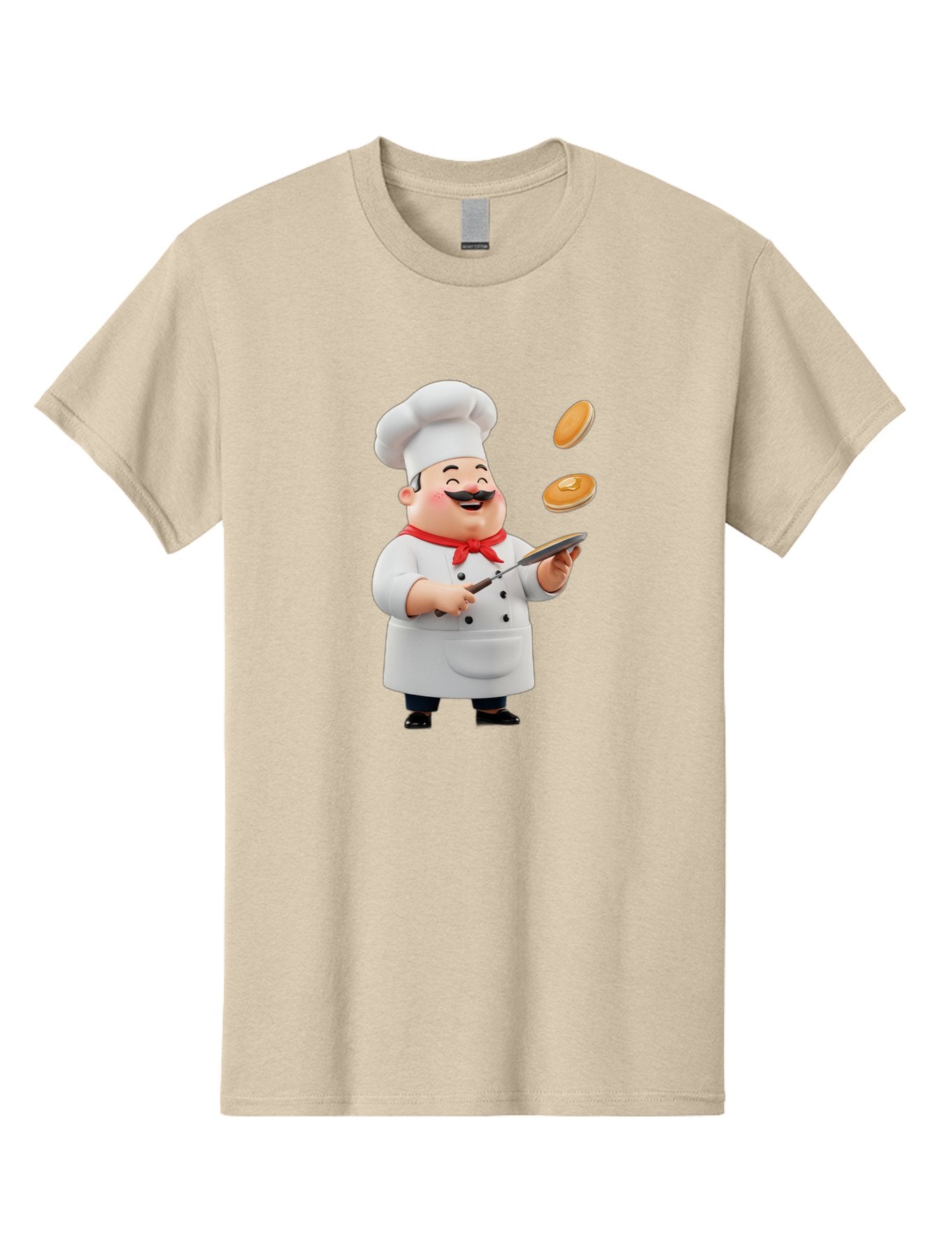 Chef-Tossing-Pancakes Men'S Graphic Tee, 100% Cotton, Comfortable Casual Summer Wear, Machine Washable, Chef Cooking Pancakes, Happy Chef, Kitchen Fun, Breakfast Cooking, Food Preparation, Chef Hat, Cooking With Love, Pancakes In Air, Bac840 4