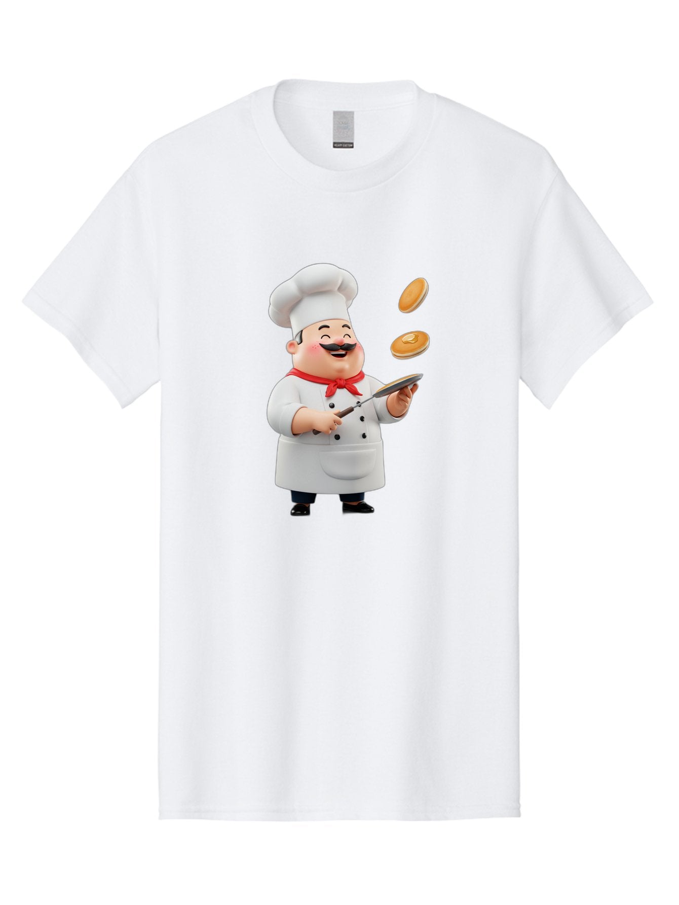 Chef-Tossing-Pancakes Men'S Graphic Tee, 100% Cotton, Comfortable Casual Summer Wear, Machine Washable, Chef Cooking Pancakes, Happy Chef, Kitchen Fun, Breakfast Cooking, Food Preparation, Chef Hat, Cooking With Love, Pancakes In Air, Bac840 11