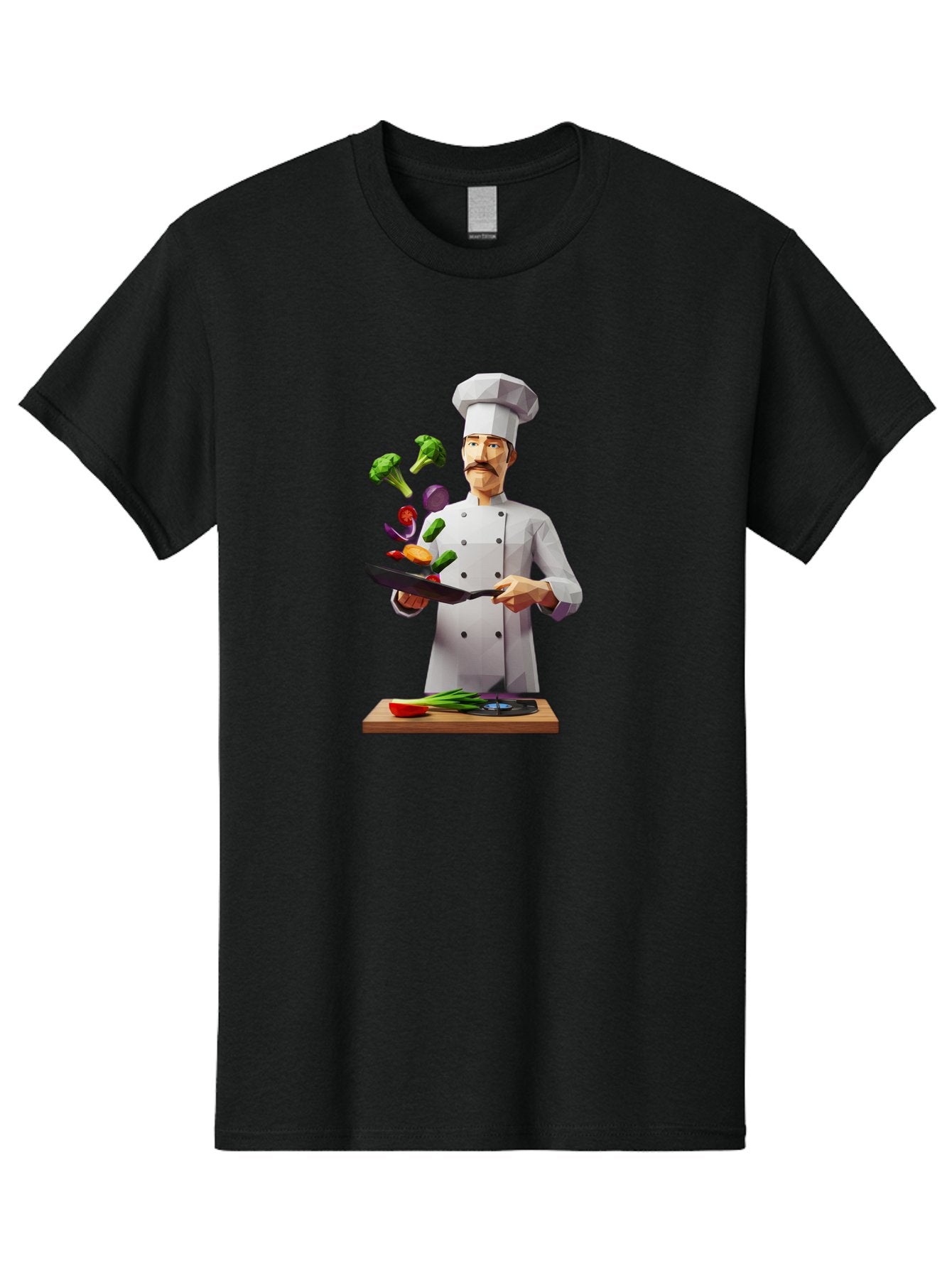 Chef-Tossing-Vegetables Men'S Graphic Tee, 100% Cotton, Comfortable Casual Summer Wear, Machine Washable, Chef Tossing Vegetables, Cooking Skills, Kitchen Magic, Healthy Eating, Food Preparation, Culinary Art, Vegetable Stir-Fry, Bac841 4