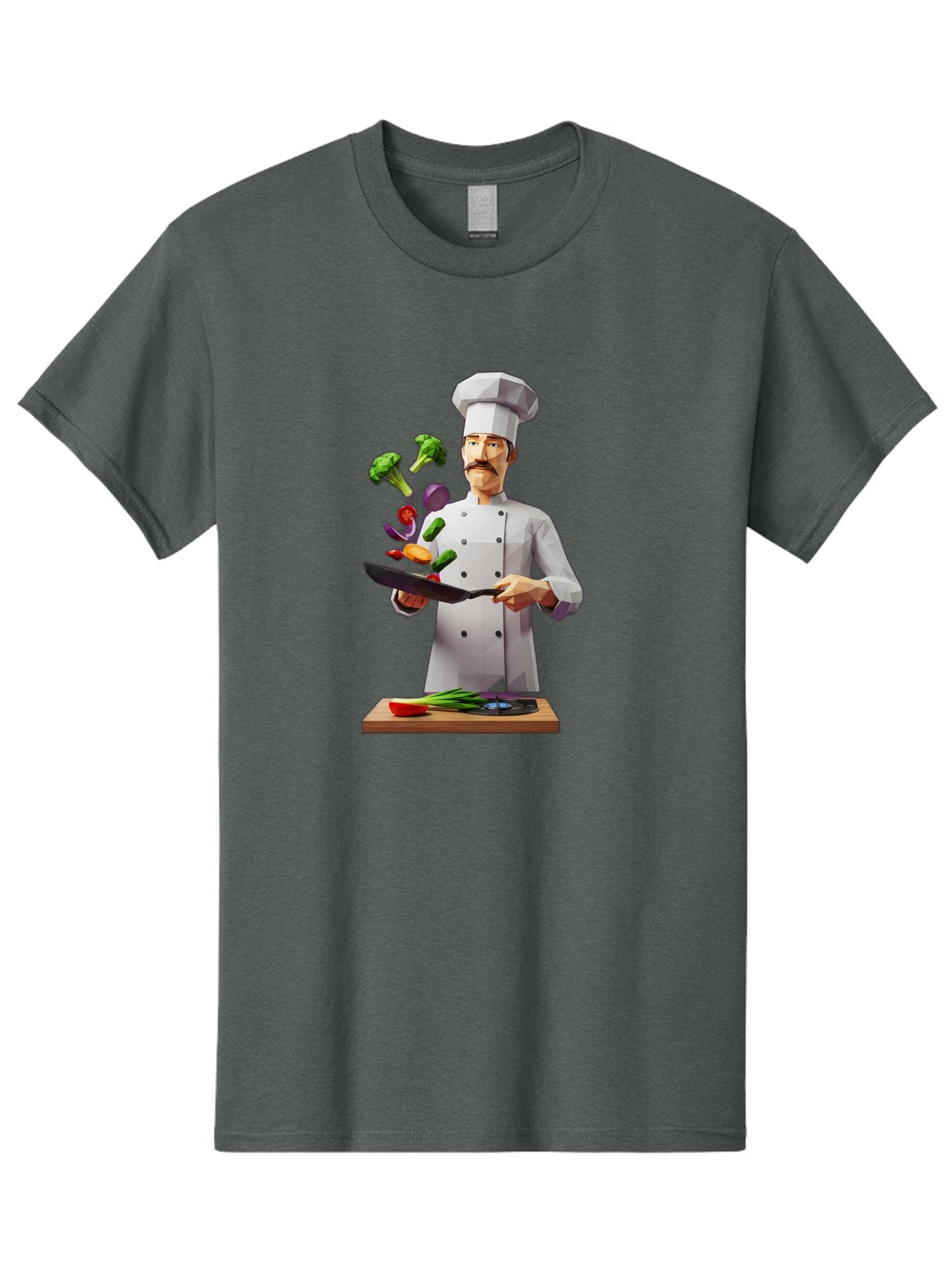 Chef-Tossing-Vegetables Men'S Graphic Tee, 100% Cotton, Comfortable Casual Summer Wear, Machine Washable, Chef Tossing Vegetables, Cooking Skills, Kitchen Magic, Healthy Eating, Food Preparation, Culinary Art, Vegetable Stir-Fry, Bac841 3