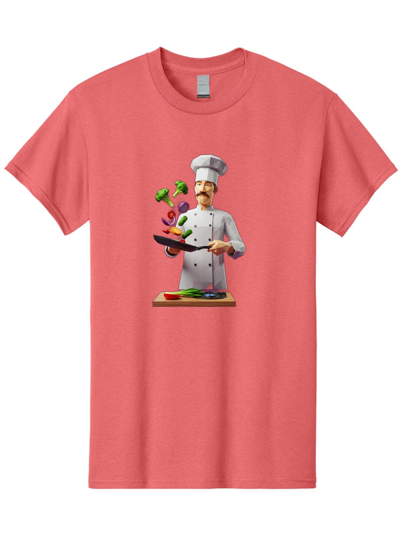 Chef-Tossing-Vegetables Men'S Graphic Tee, 100% Cotton, Comfortable Casual Summer Wear, Machine Washable, Chef Tossing Vegetables, Cooking Skills, Kitchen Magic, Healthy Eating, Food Preparation, Culinary Art, Vegetable Stir-Fry, Bac841 12