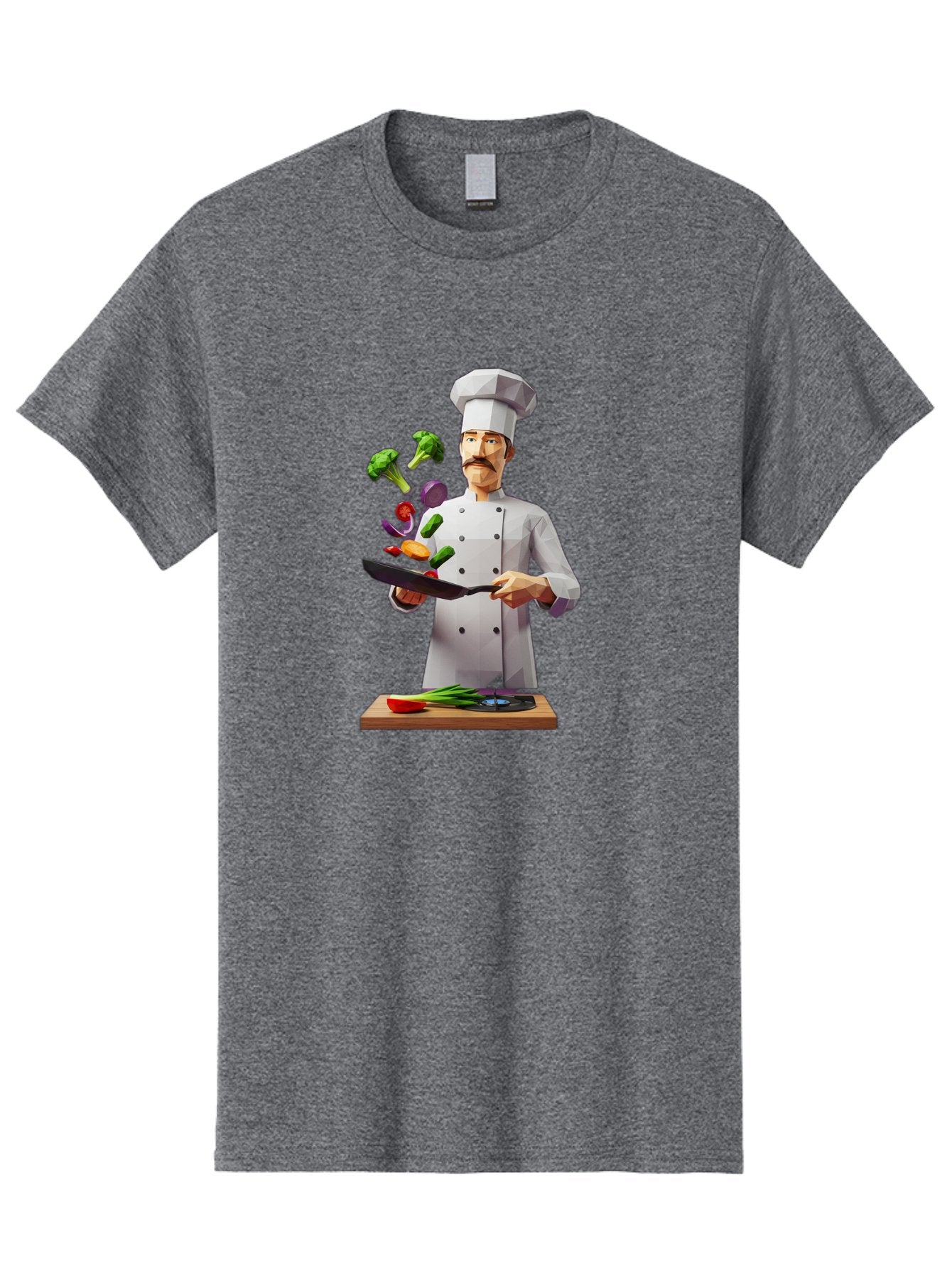 Chef-Tossing-Vegetables Men'S Graphic Tee, 100% Cotton, Comfortable Casual Summer Wear, Machine Washable, Chef Tossing Vegetables, Cooking Skills, Kitchen Magic, Healthy Eating, Food Preparation, Culinary Art, Vegetable Stir-Fry, Bac841 9