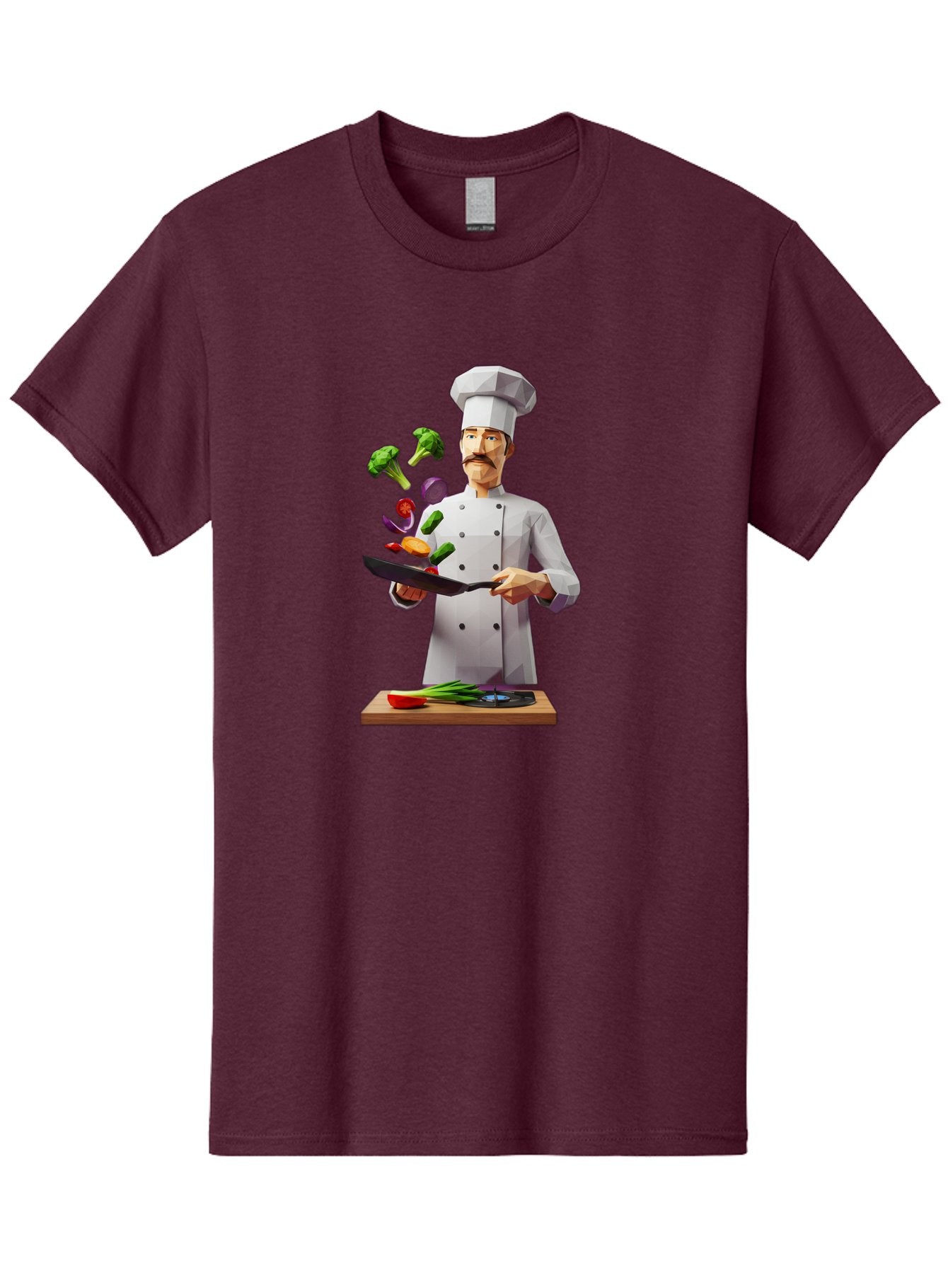 Chef-Tossing-Vegetables Men'S Graphic Tee, 100% Cotton, Comfortable Casual Summer Wear, Machine Washable, Chef Tossing Vegetables, Cooking Skills, Kitchen Magic, Healthy Eating, Food Preparation, Culinary Art, Vegetable Stir-Fry, Bac841 8