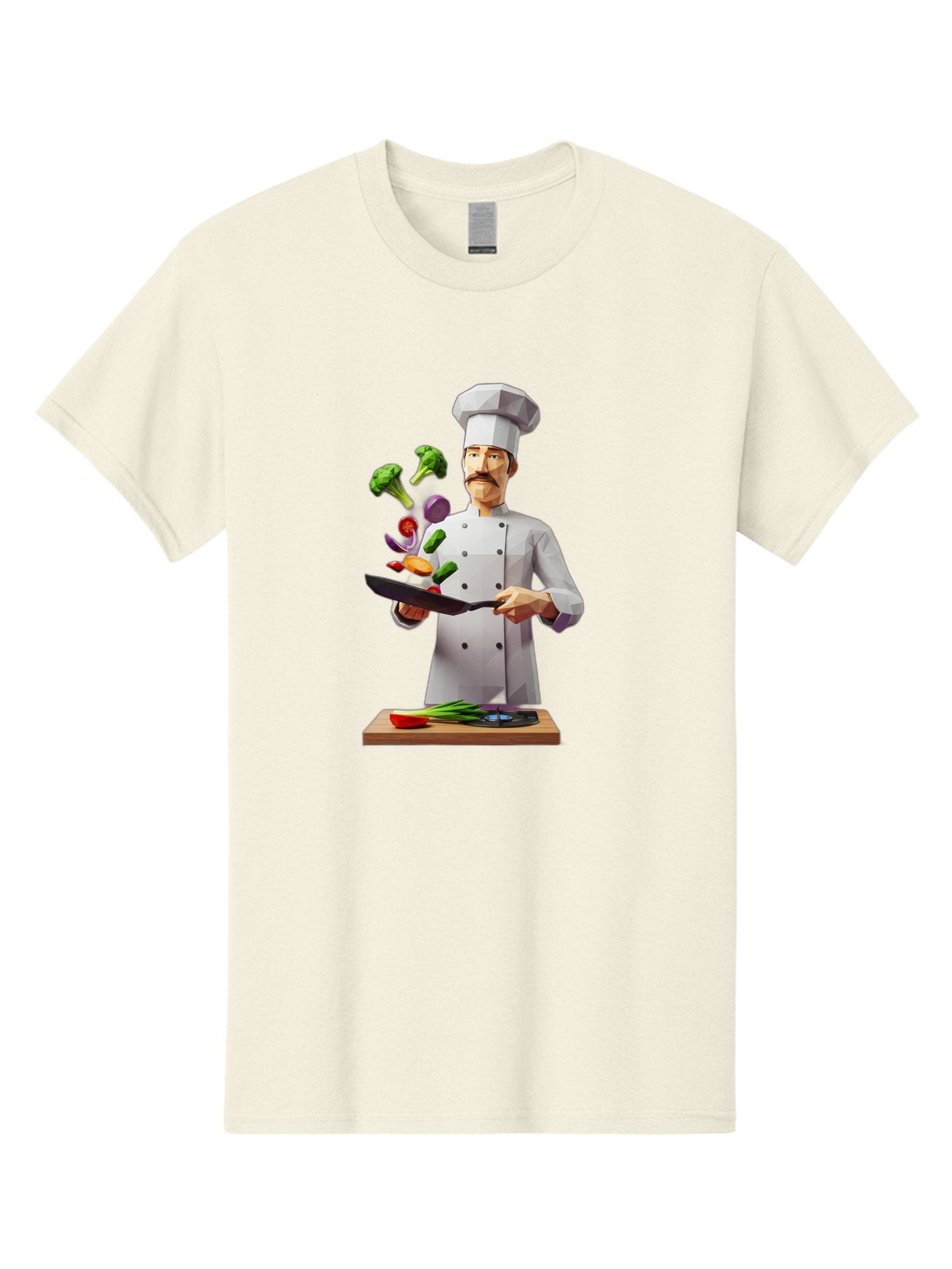 Chef-Tossing-Vegetables Men'S Graphic Tee, 100% Cotton, Comfortable Casual Summer Wear, Machine Washable, Chef Tossing Vegetables, Cooking Skills, Kitchen Magic, Healthy Eating, Food Preparation, Culinary Art, Vegetable Stir-Fry, Bac841