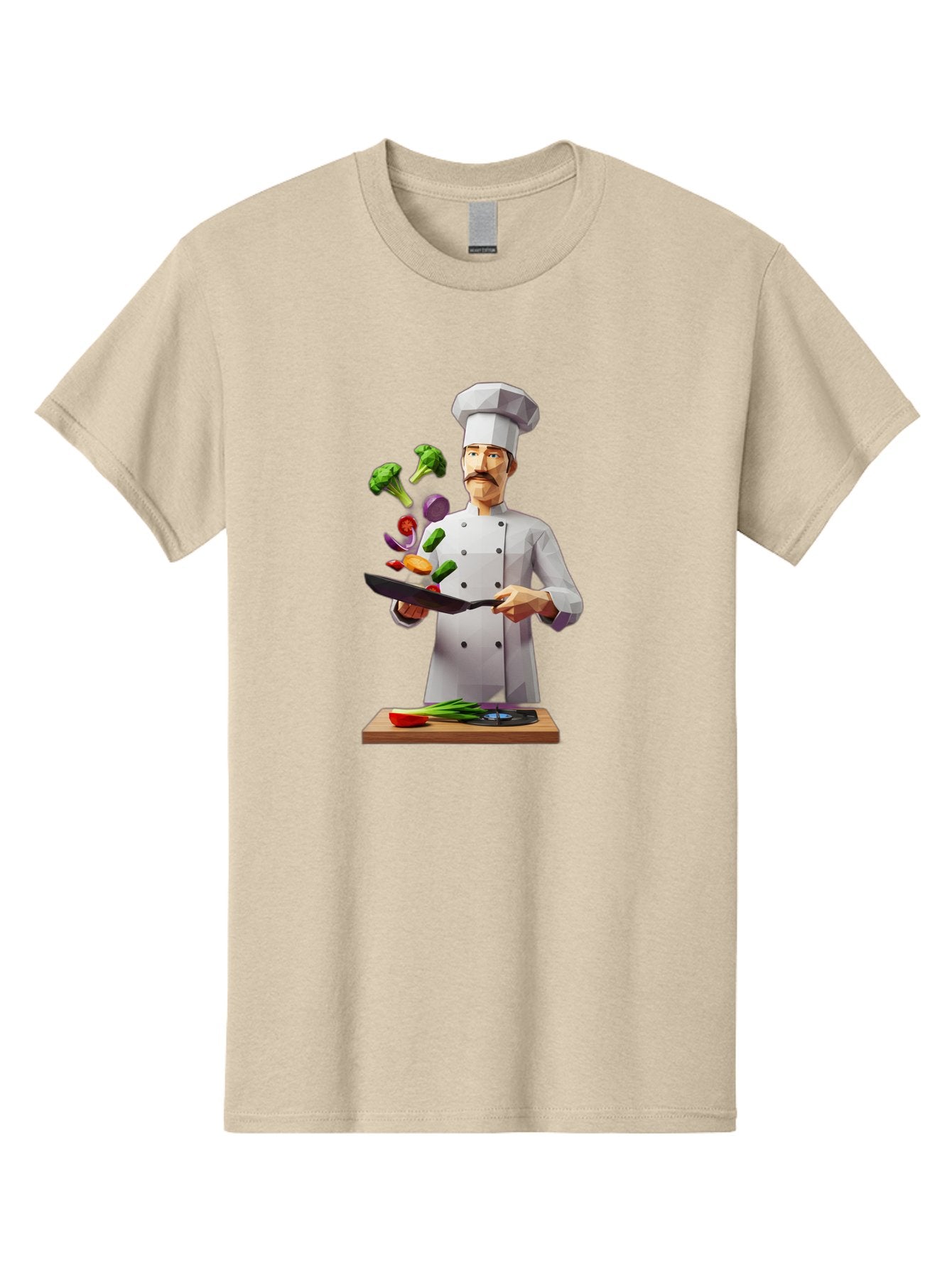 Chef-Tossing-Vegetables Men'S Graphic Tee, 100% Cotton, Comfortable Casual Summer Wear, Machine Washable, Chef Tossing Vegetables, Cooking Skills, Kitchen Magic, Healthy Eating, Food Preparation, Culinary Art, Vegetable Stir-Fry, Bac841 10