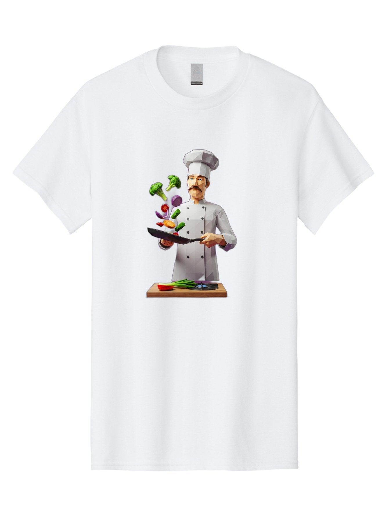 Chef-Tossing-Vegetables Men'S Graphic Tee, 100% Cotton, Comfortable Casual Summer Wear, Machine Washable, Chef Tossing Vegetables, Cooking Skills, Kitchen Magic, Healthy Eating, Food Preparation, Culinary Art, Vegetable Stir-Fry, Bac841