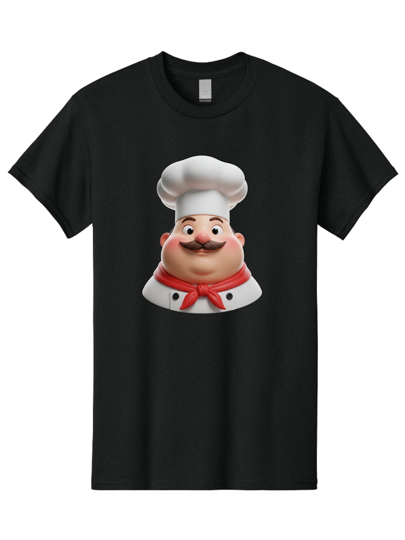 Chef Men'S Graphic Tee, 100% Cotton, Comfortable Casual Summer Wear, Machine Washable, Cartoon Chef, Smiling Man, Mustache, White Hat, Red Scarf, Chef'S Uniform, Cooking, Culinary Arts, Kitchen, Food Preparation Bac844 14