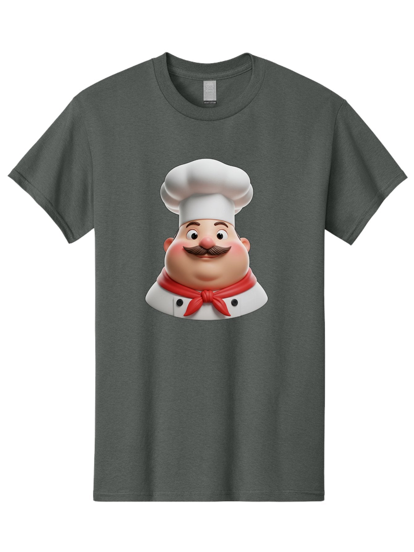Chef Men'S Graphic Tee, 100% Cotton, Comfortable Casual Summer Wear, Machine Washable, Cartoon Chef, Smiling Man, Mustache, White Hat, Red Scarf, Chef'S Uniform, Cooking, Culinary Arts, Kitchen, Food Preparation Bac844 11
