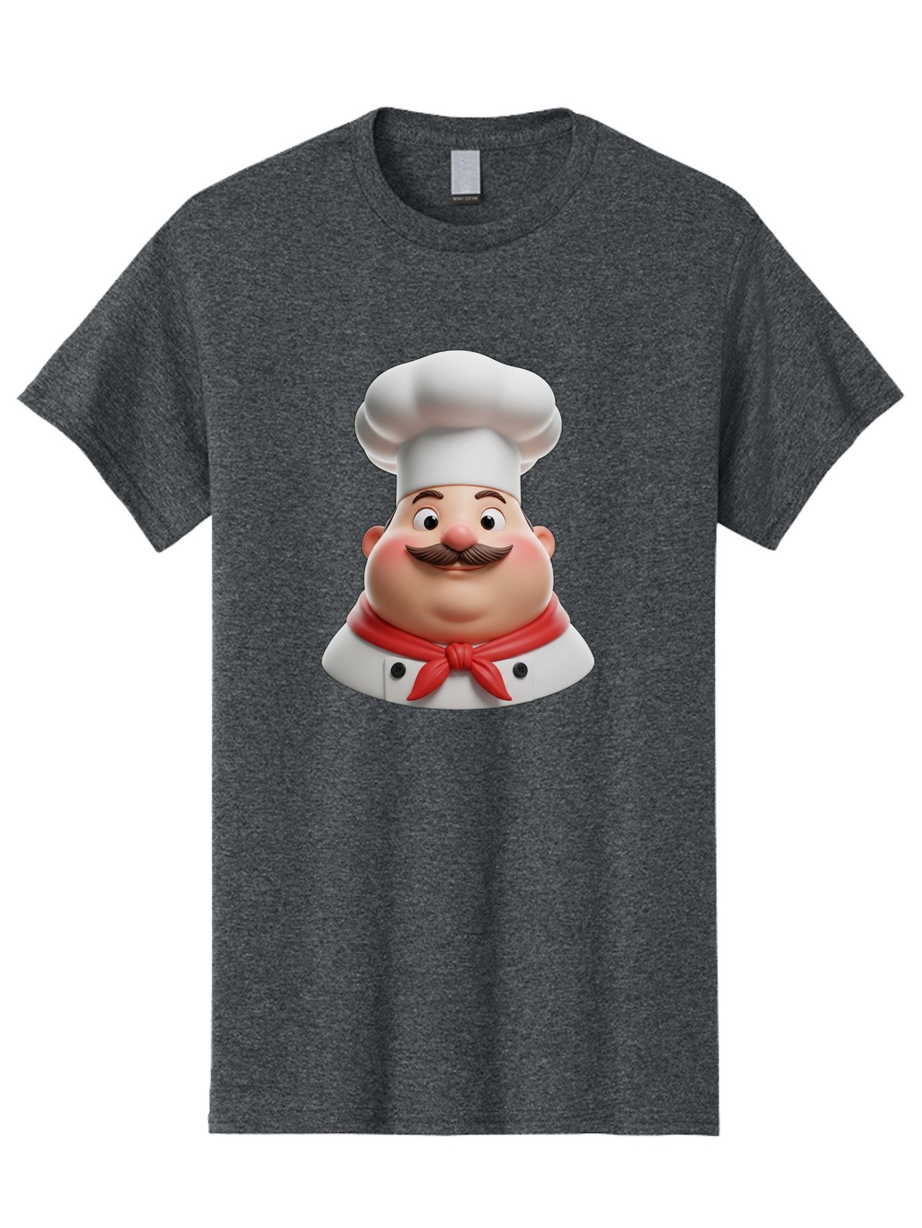Chef Men'S Graphic Tee, 100% Cotton, Comfortable Casual Summer Wear, Machine Washable, Cartoon Chef, Smiling Man, Mustache, White Hat, Red Scarf, Chef'S Uniform, Cooking, Culinary Arts, Kitchen, Food Preparation Bac844 8