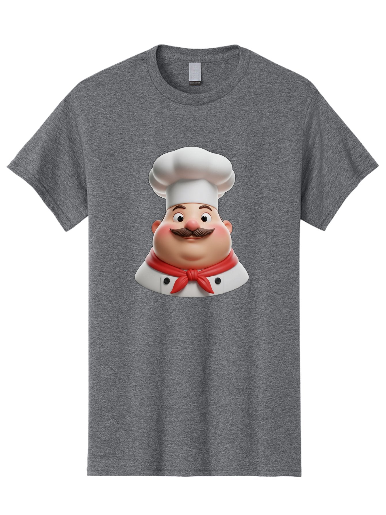 Chef Men'S Graphic Tee, 100% Cotton, Comfortable Casual Summer Wear, Machine Washable, Cartoon Chef, Smiling Man, Mustache, White Hat, Red Scarf, Chef'S Uniform, Cooking, Culinary Arts, Kitchen, Food Preparation Bac844 10