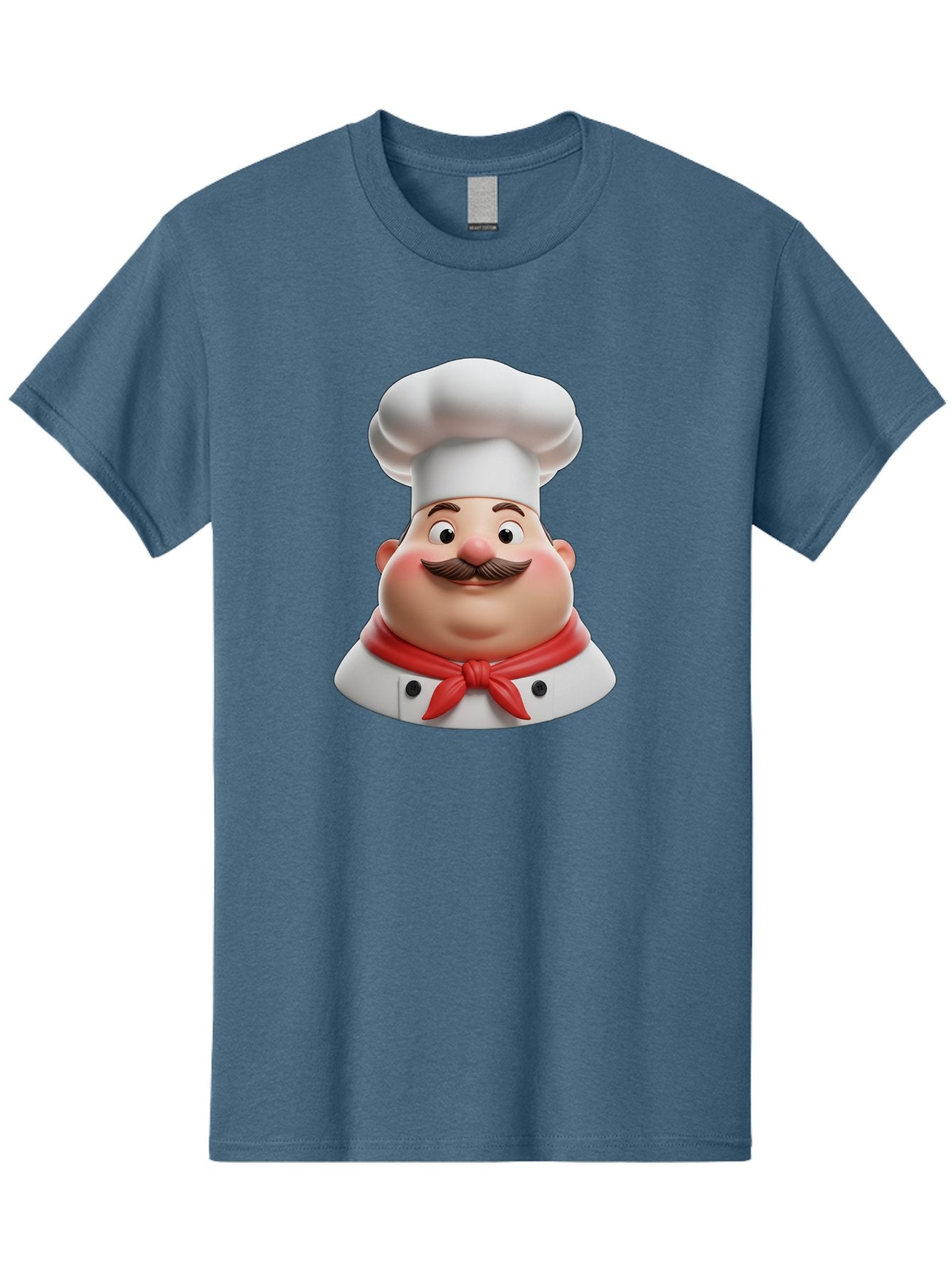 Chef Men'S Graphic Tee, 100% Cotton, Comfortable Casual Summer Wear, Machine Washable, Cartoon Chef, Smiling Man, Mustache, White Hat, Red Scarf, Chef'S Uniform, Cooking, Culinary Arts, Kitchen, Food Preparation Bac844 12